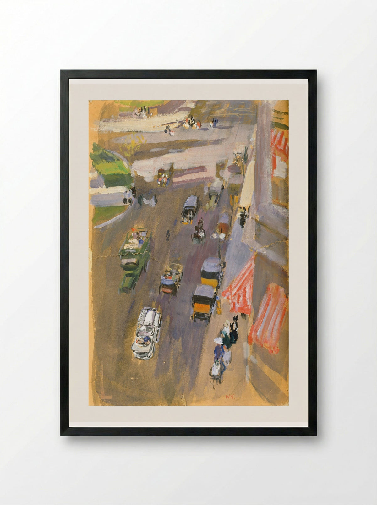 New York (Street Scene) - Joaquín Sorolla - Framed Print Black