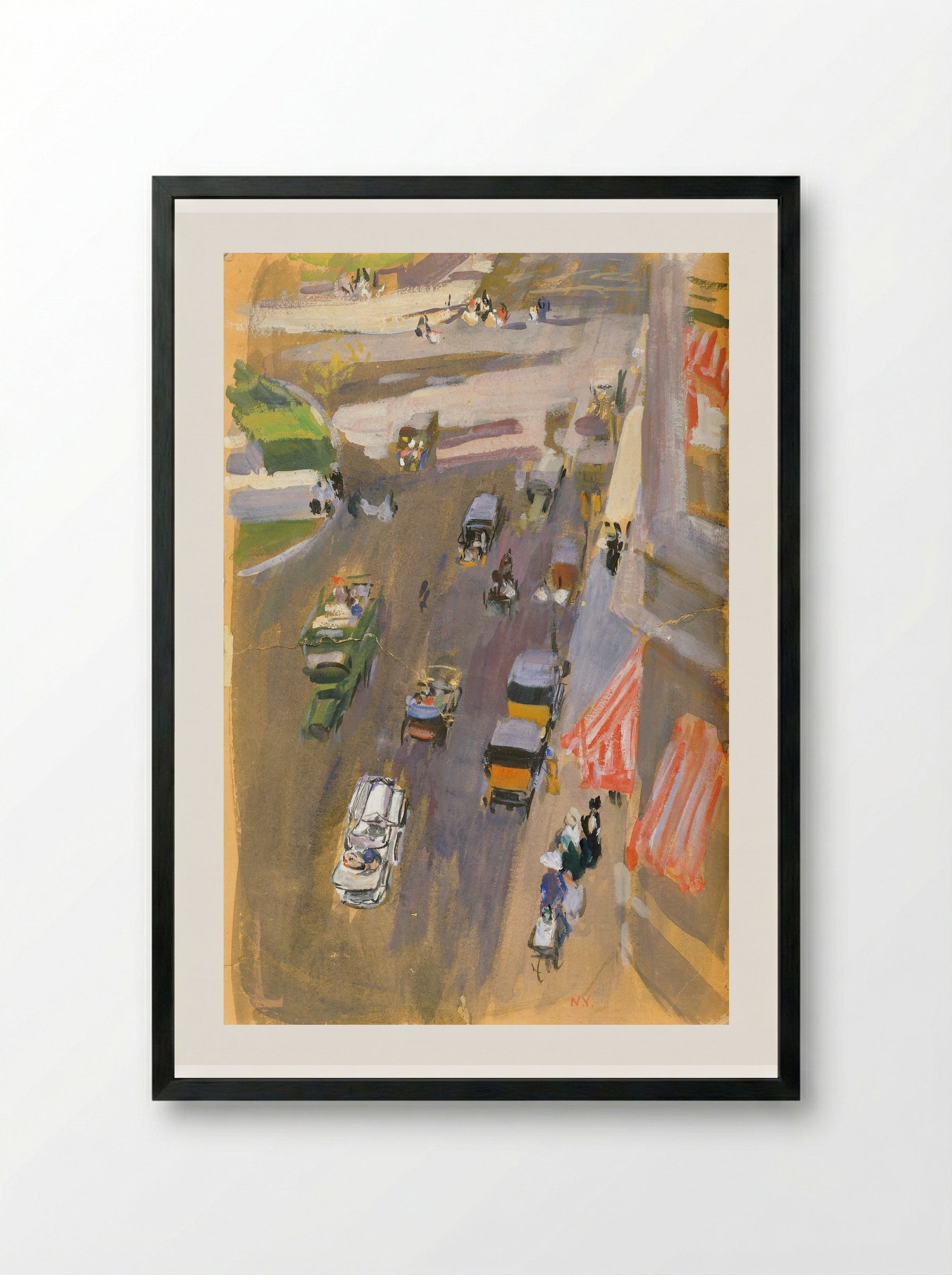 New York (Street Scene) - Joaquín Sorolla - Framed Print Black