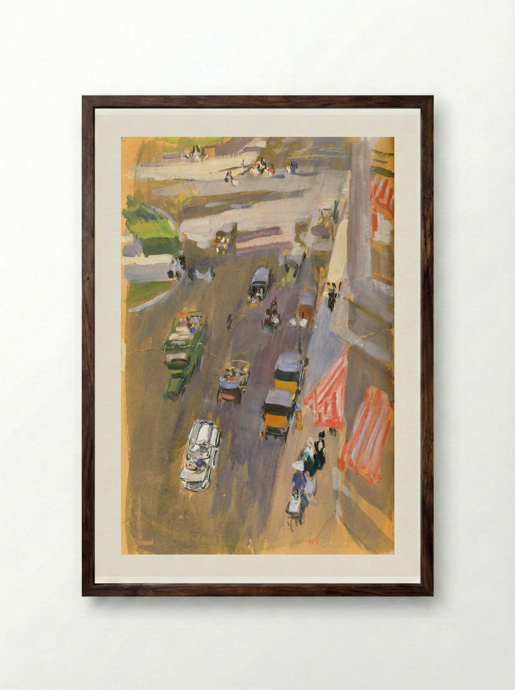 New York (Street Scene) - Joaquín Sorolla - Framed Print Dark Wood