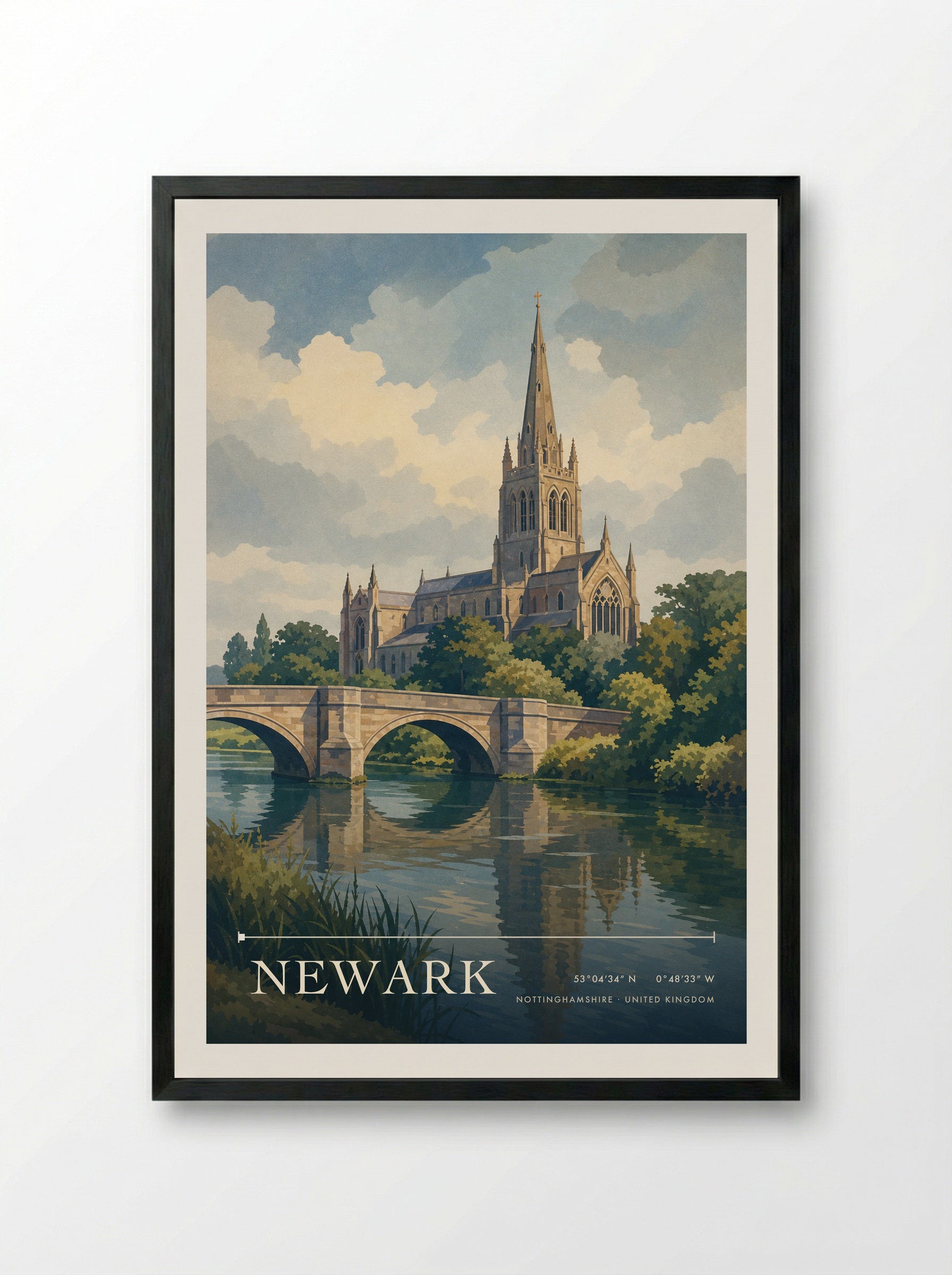 Newark Nottinghamshire United Kingdom Travel Poster - Framed Print Black
