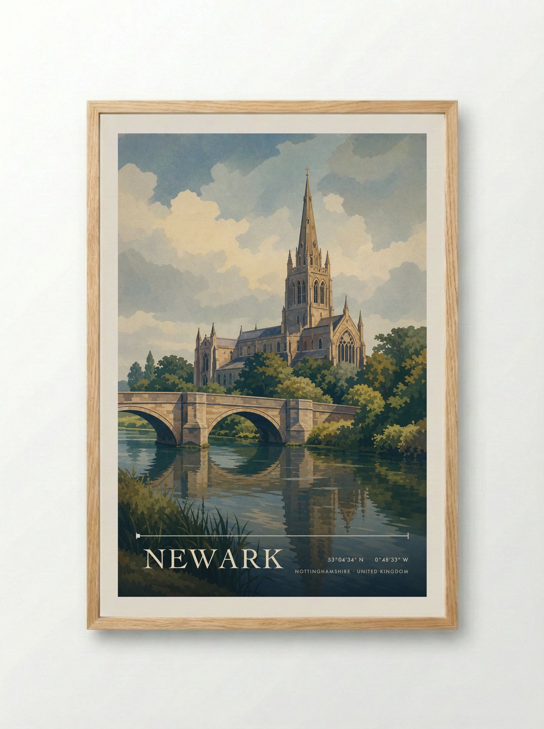 Newark Nottinghamshire United Kingdom Travel Poster - Framed Print Wood