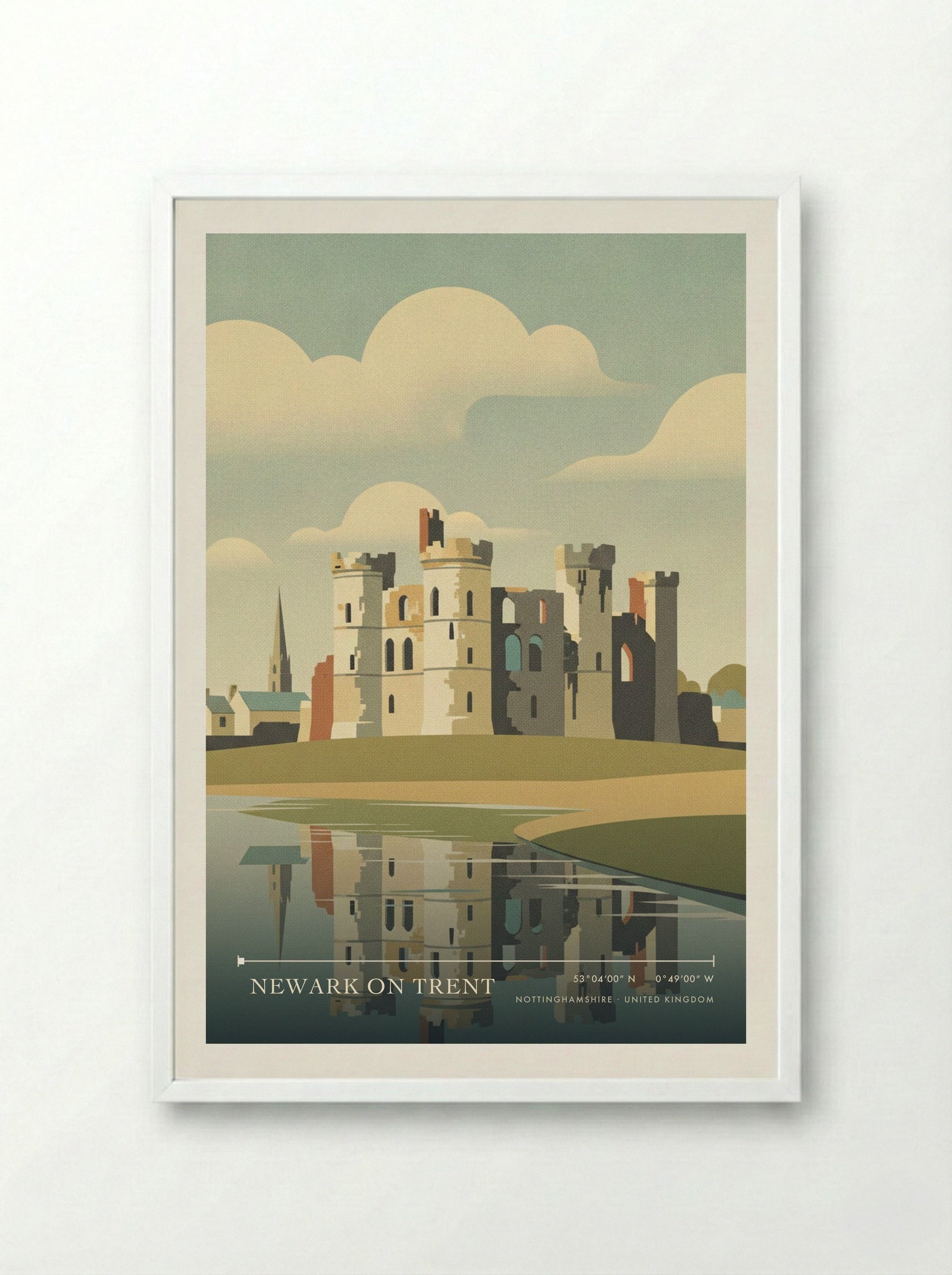 Newark on Trent Nottinghamshire United Kingdom Travel Poster - Framed Print White