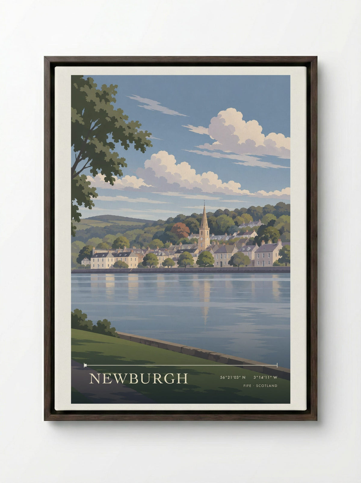 Newburgh, Fife | Travel Poster - Framed Canvas Dark Wood