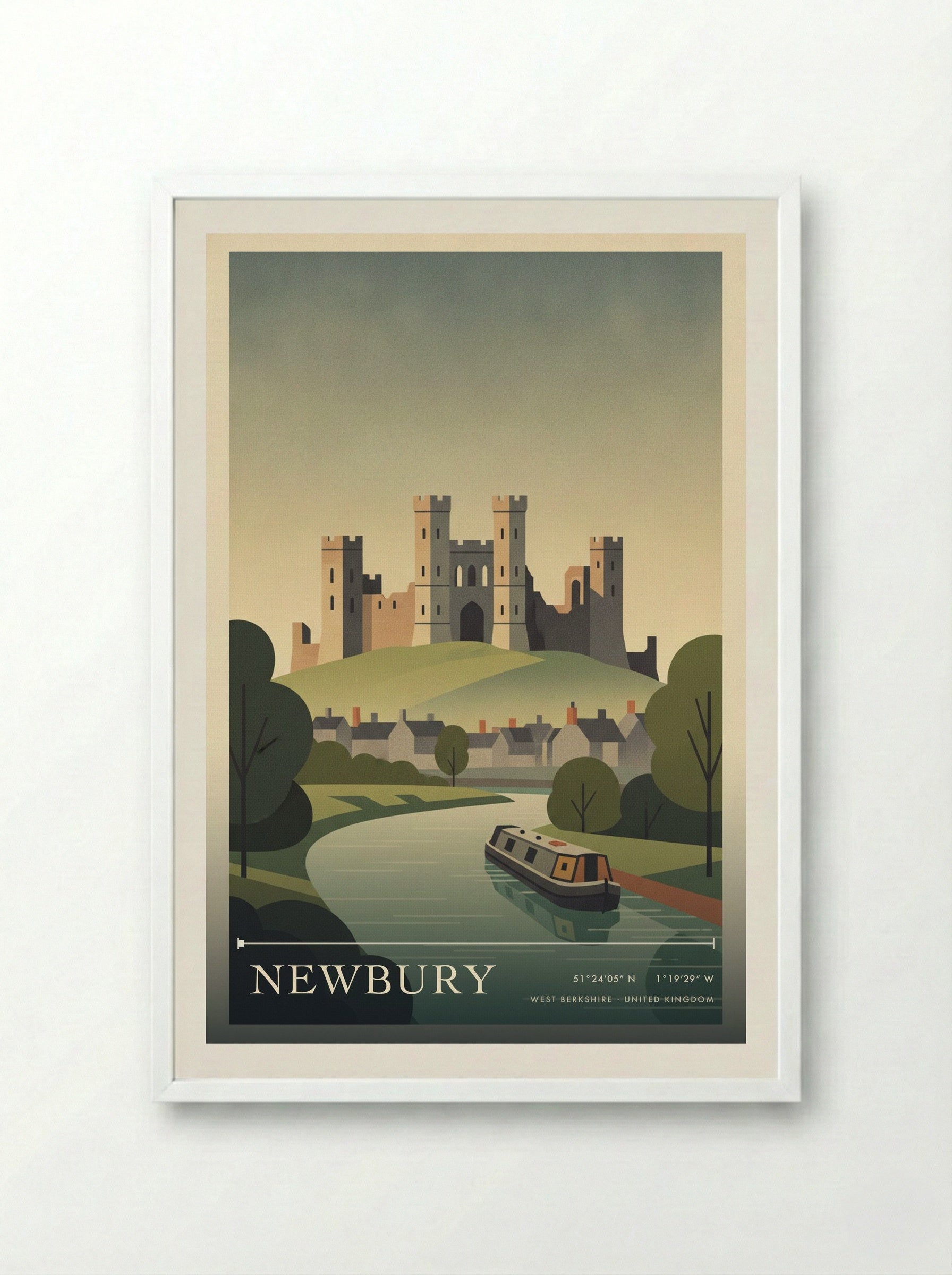 Newbury West Berkshire United Kingdom Travel Poster - Framed Print White