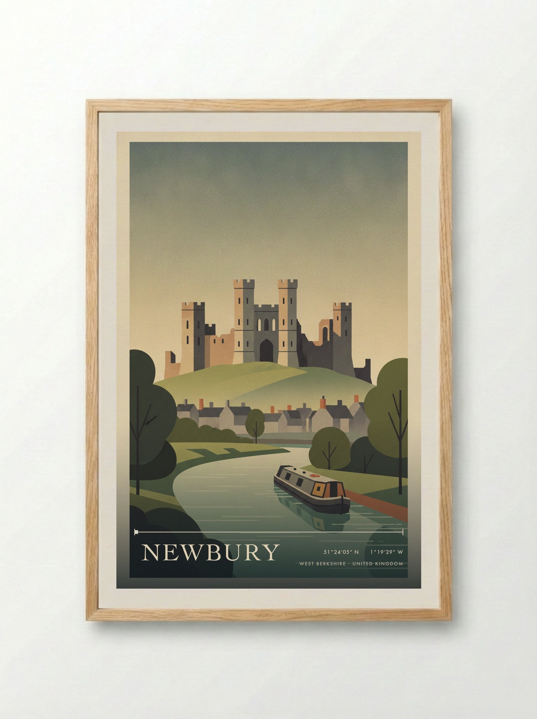 Newbury West Berkshire United Kingdom Travel Poster - Framed Print Wood