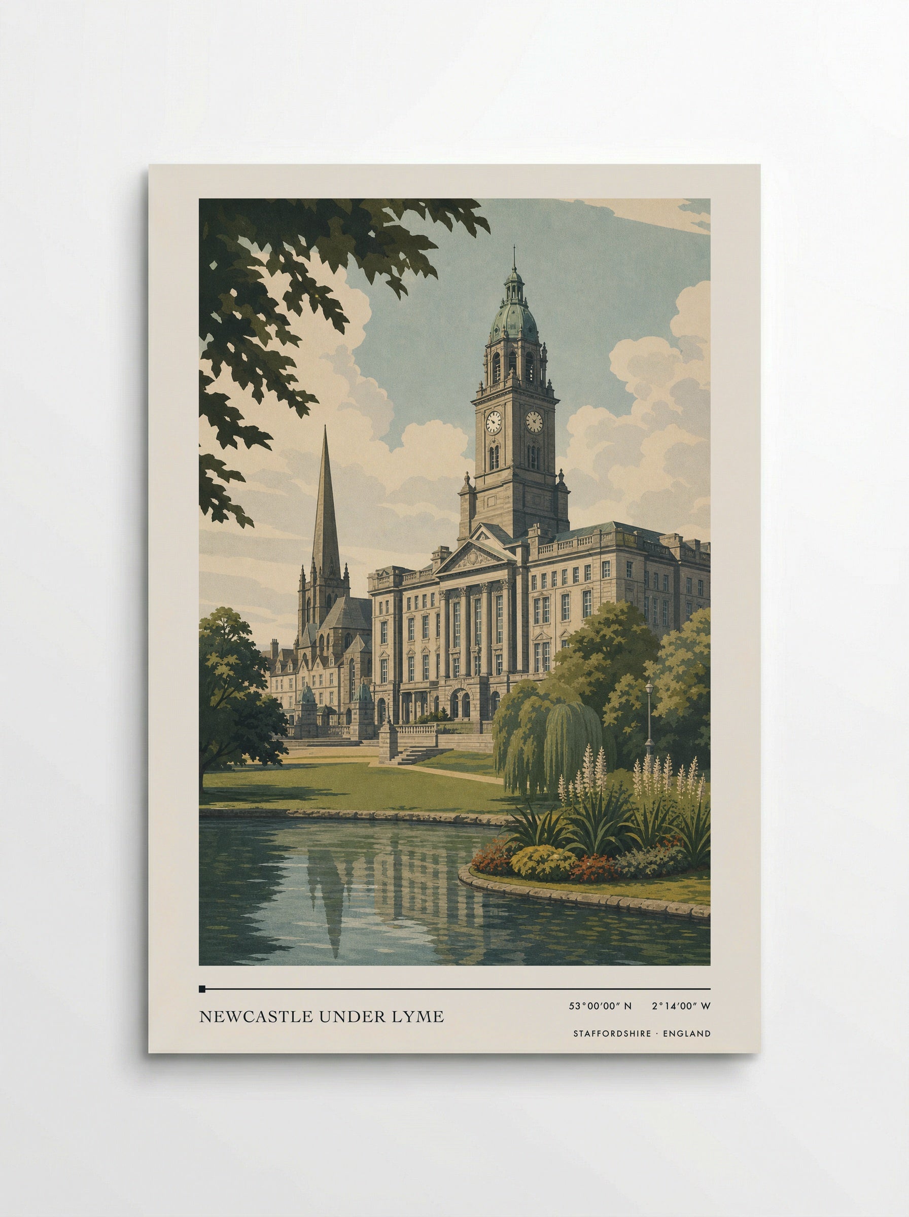 Newcastle under Lyme Staffordshire England Travel Poster - Poster