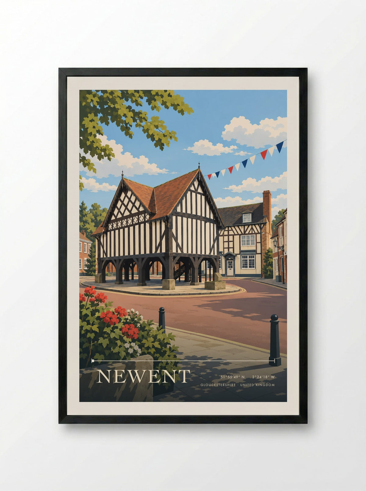 Newent, Gloucestershire | Travel Poster - Framed Print Black