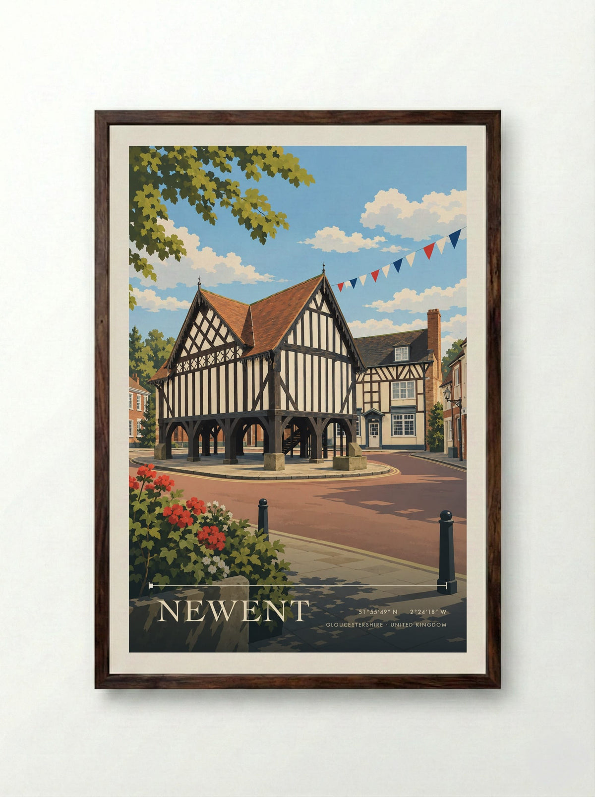 Newent, Gloucestershire | Travel Poster - Framed Print Dark Wood