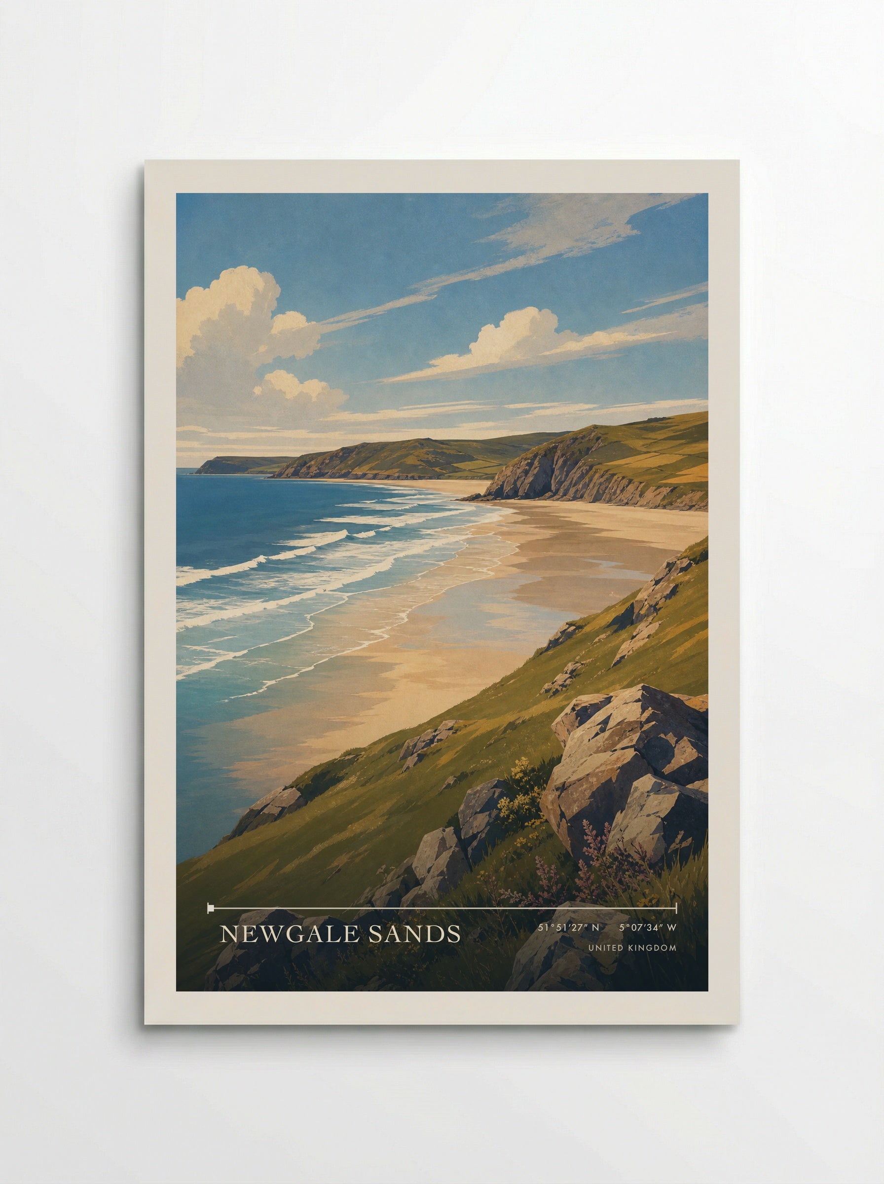 Newgale Sands United Kingdom Travel Poster - Poster