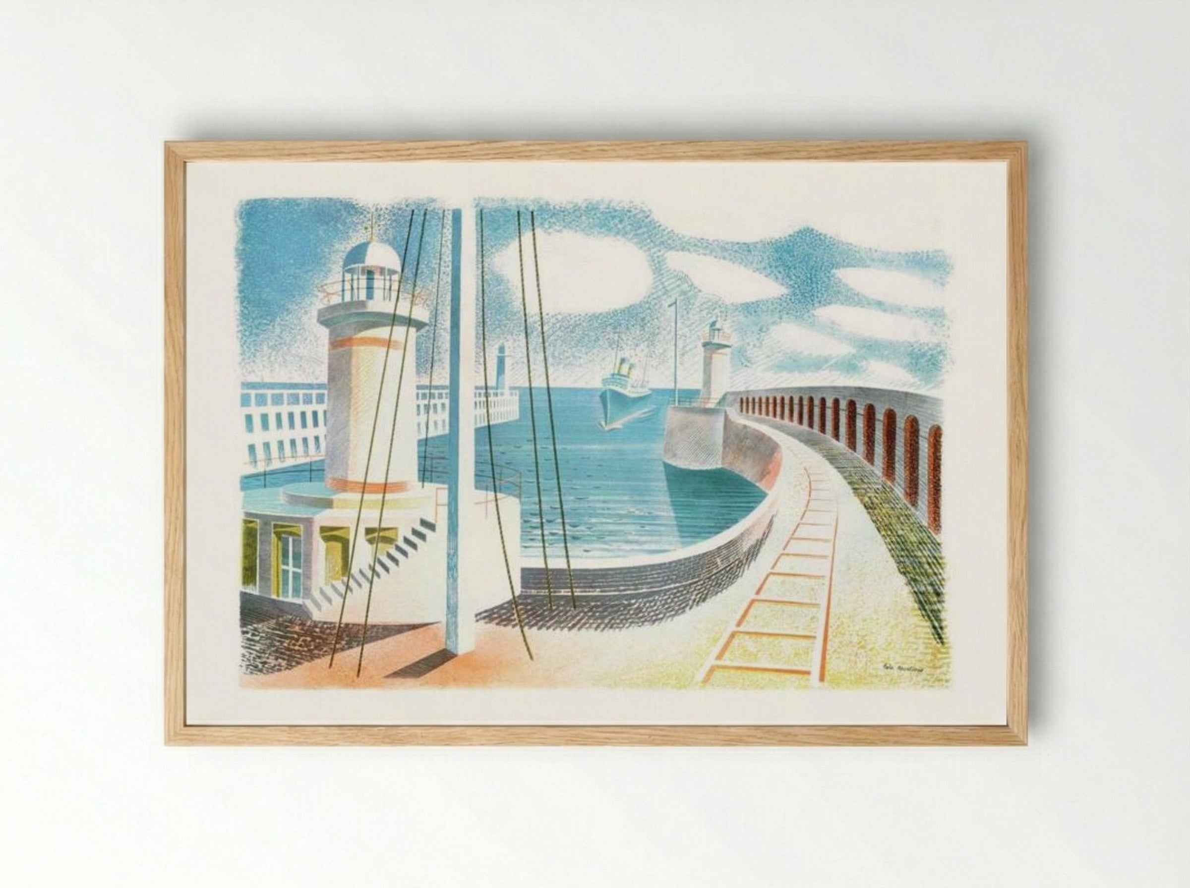 Newhaven Harbour - Eric Ravilious - Framed Print Wood