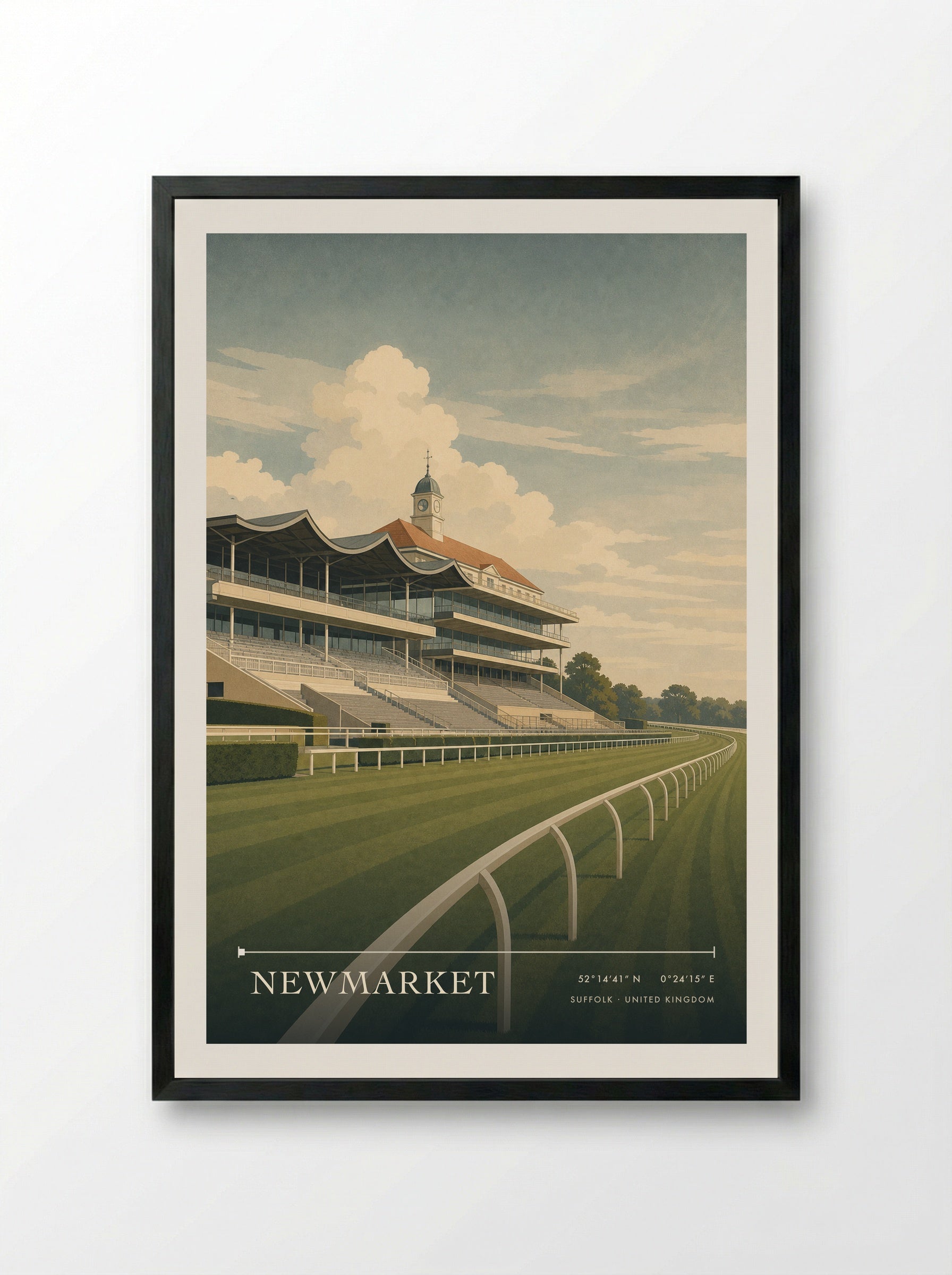 Newmarket Suffolk United Kingdom Travel Poster - Framed Print Black