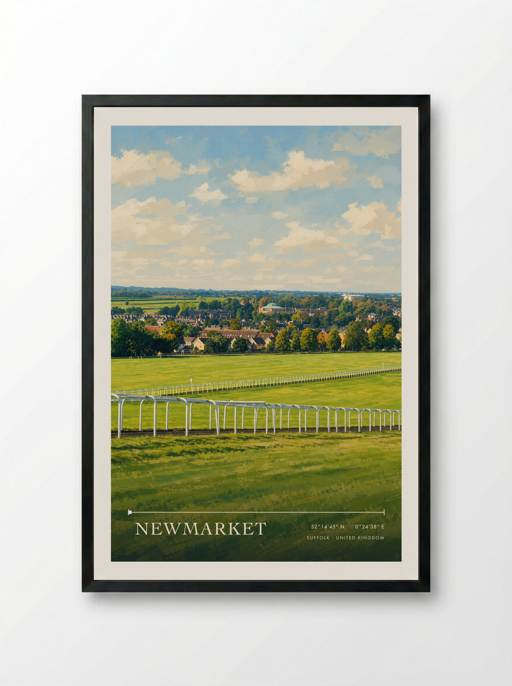 Newmarket Suffolk United Kingdom Travel Poster - Framed Print Black