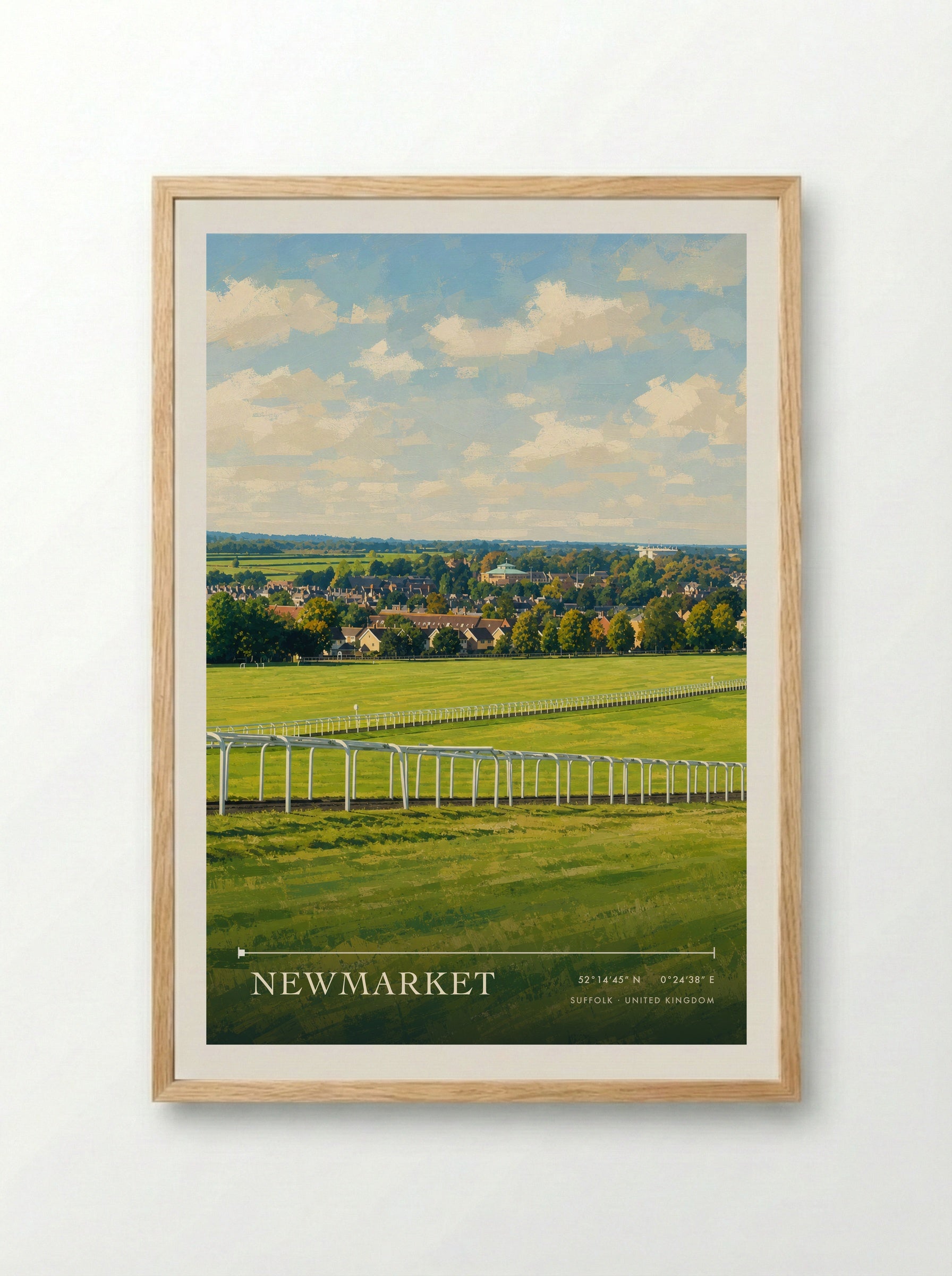 Newmarket Suffolk United Kingdom Travel Poster - Framed Print Wood