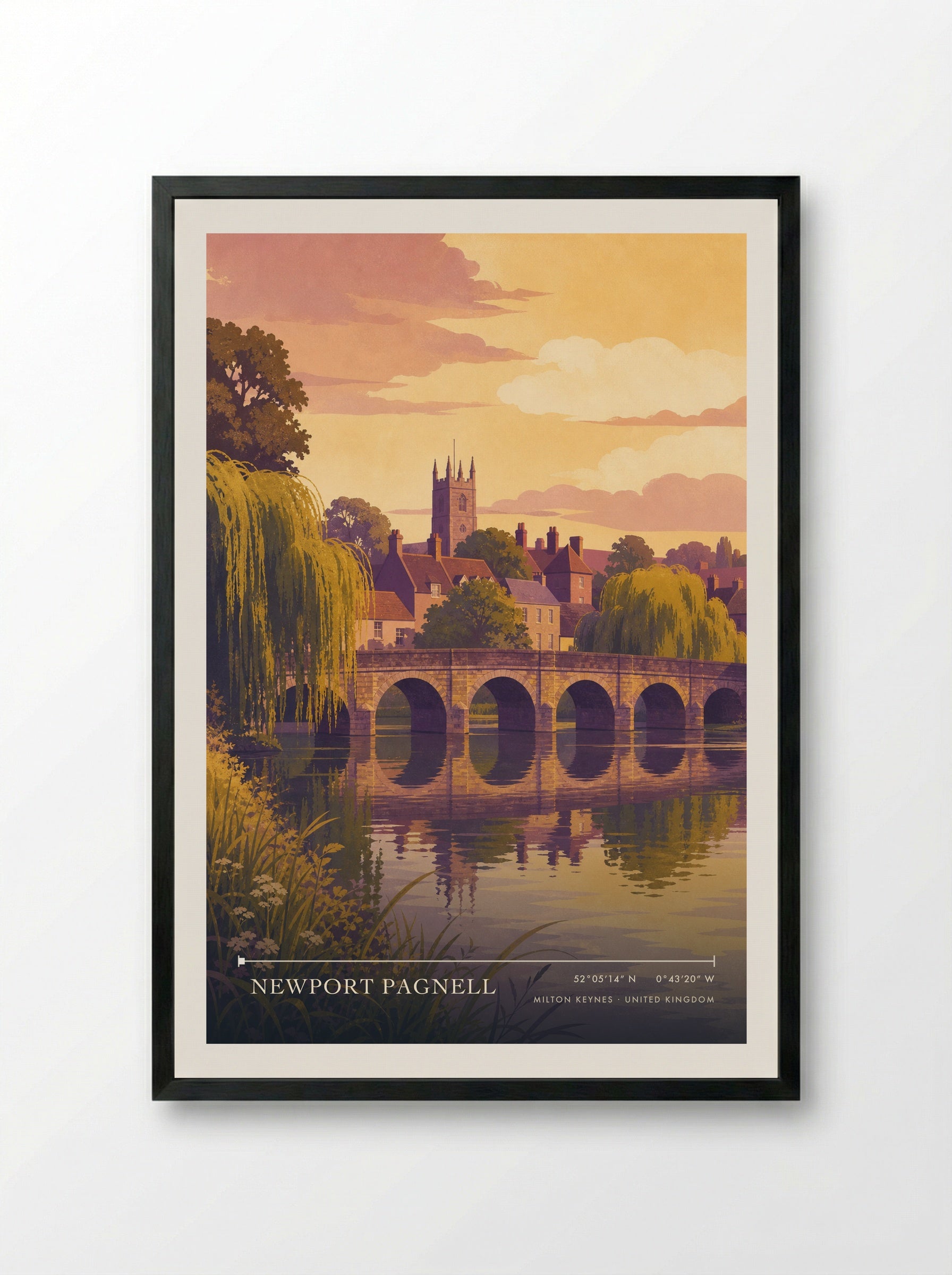 Newport Pagnell Milton Keynes United Kingdom Travel Poster - Framed Print Black