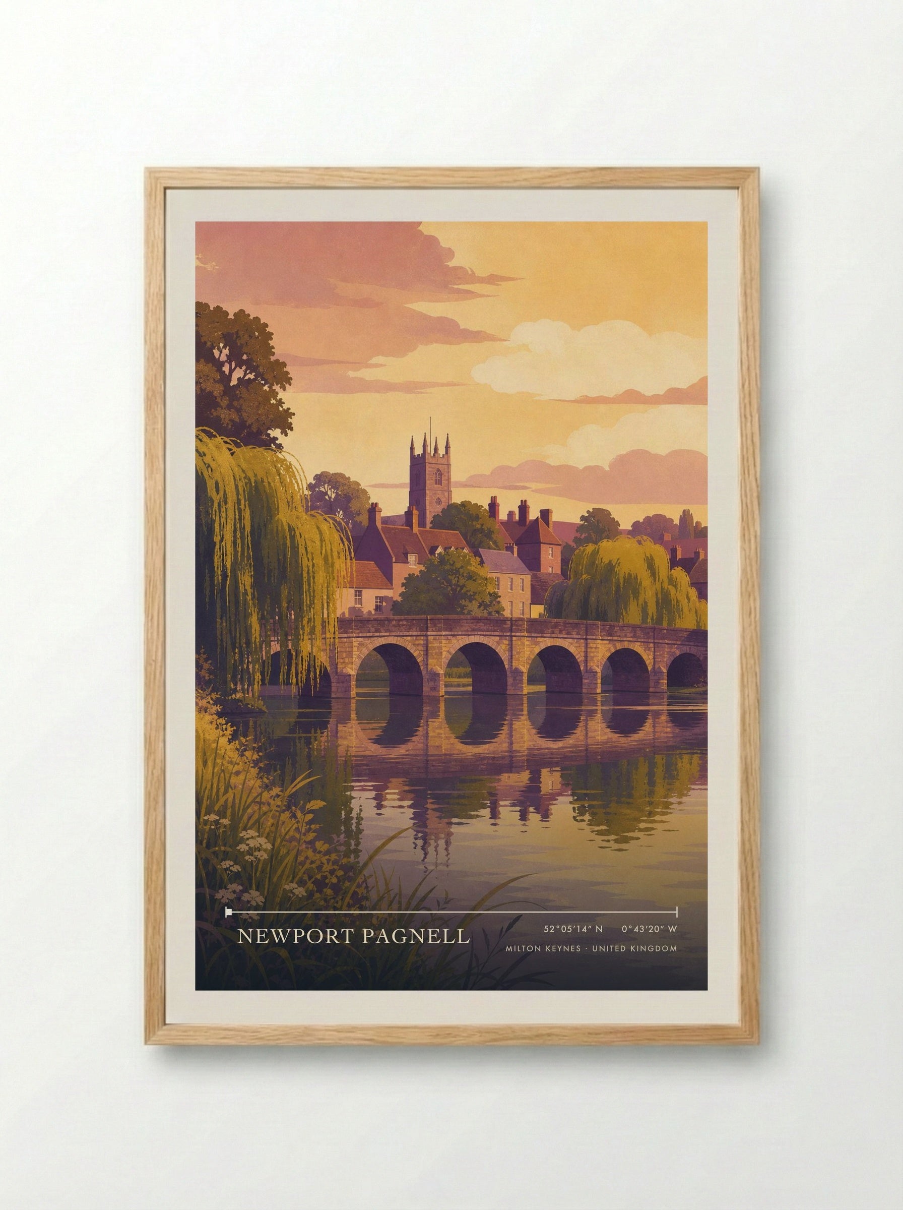 Newport Pagnell Milton Keynes United Kingdom Travel Poster - Framed Print Wood