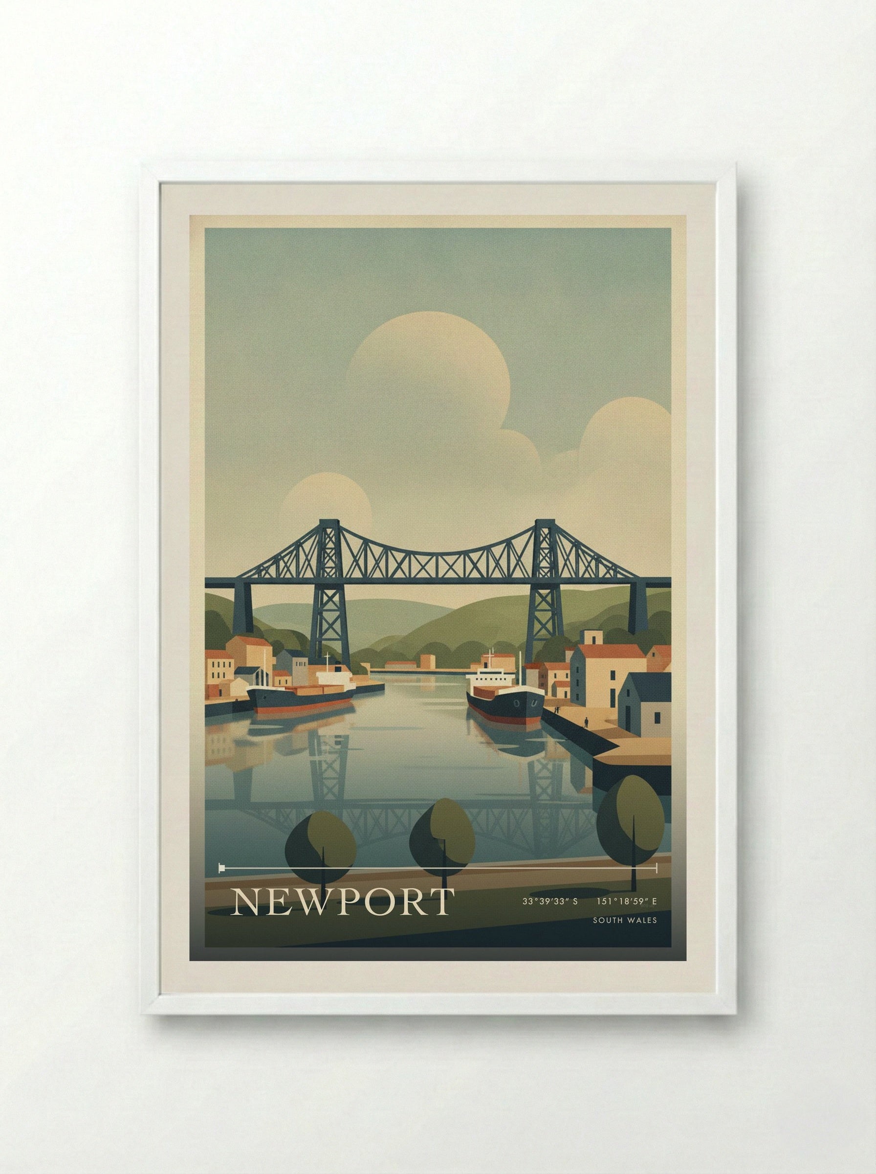 Newport South Wales Wales Travel Poster - Framed Print White