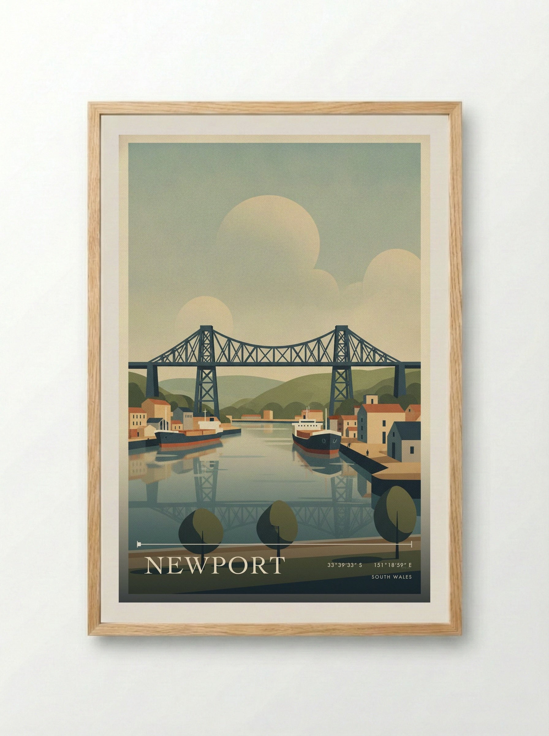 Newport South Wales Wales Travel Poster - Framed Print Wood