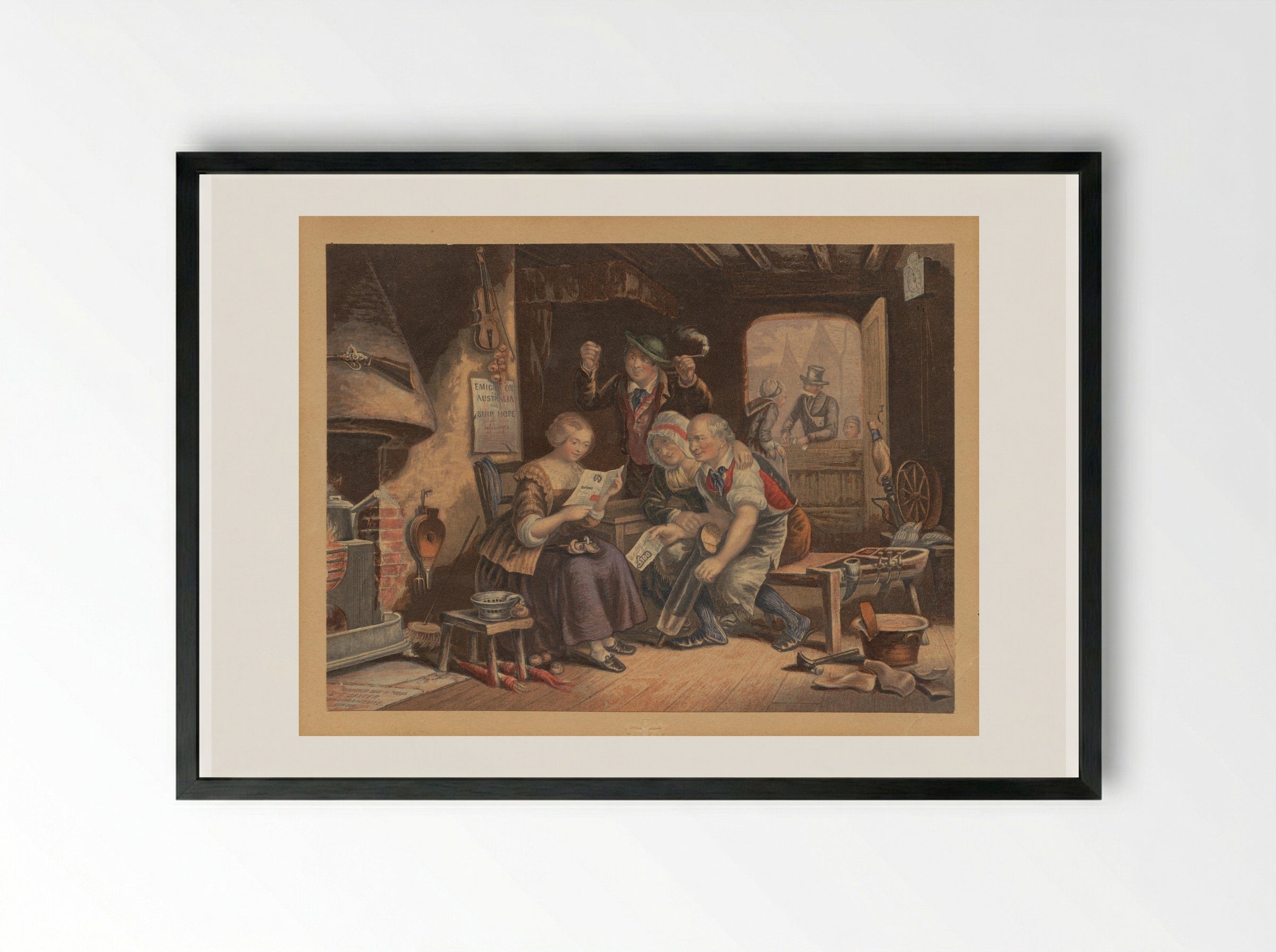 News from Australia - George Baxter - Framed Print Black