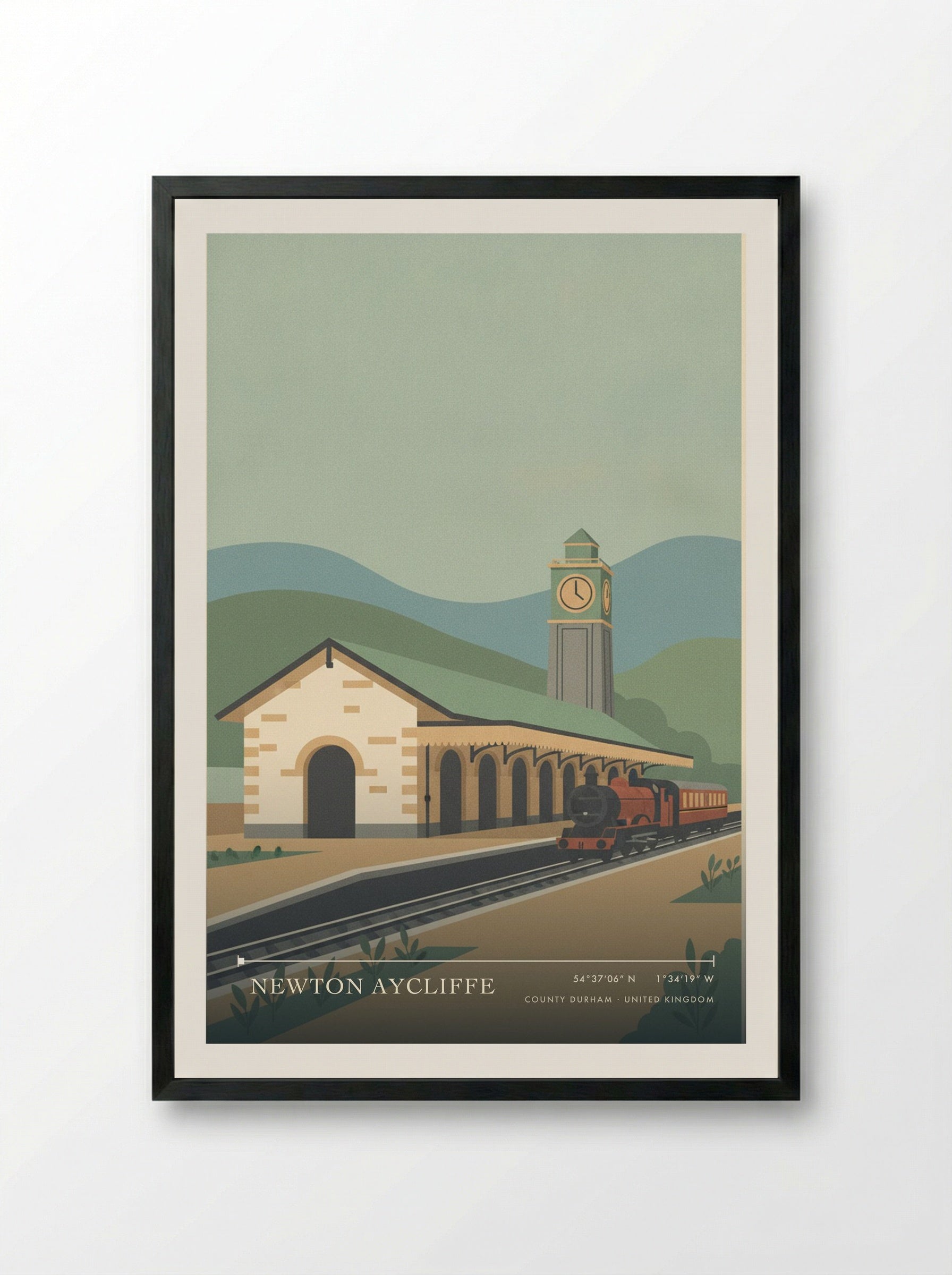 Newton Aycliffe County Durham United Kingdom Travel Poster - Framed Print Black