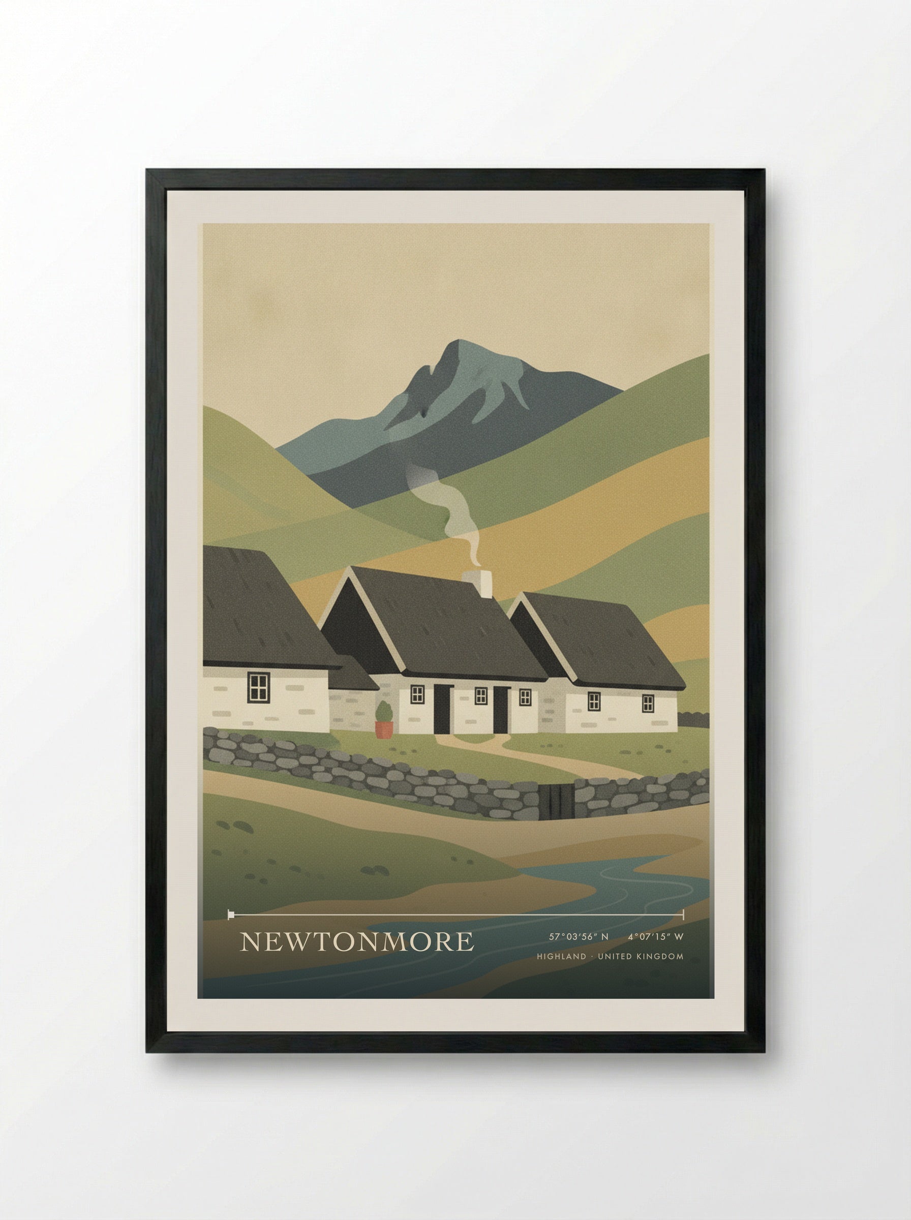 Newtonmore Highland United Kingdom Travel Poster - Framed Print Black