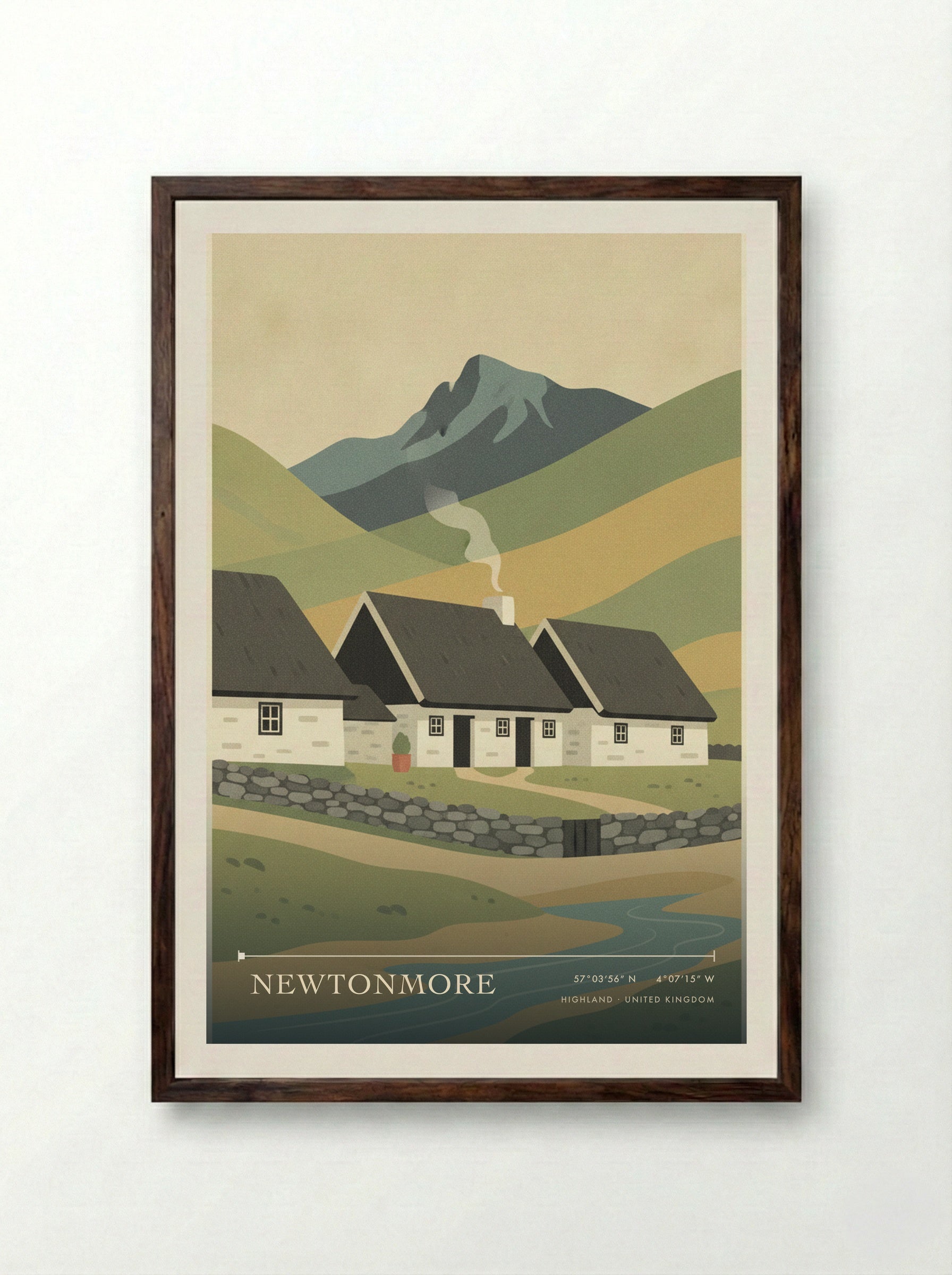 Newtonmore Highland United Kingdom Travel Poster - Framed Print Dark Wood