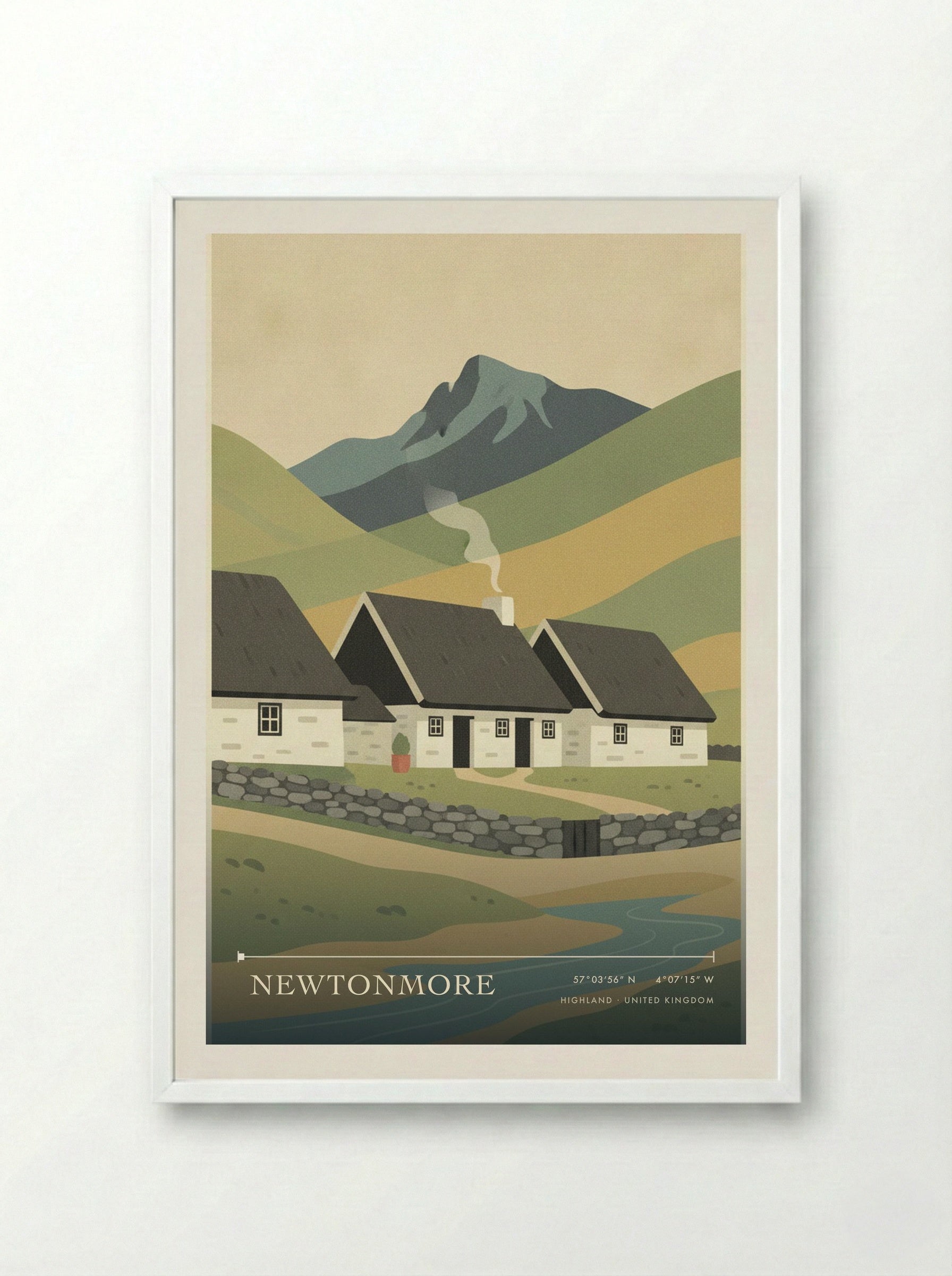 Newtonmore Highland United Kingdom Travel Poster - Framed Print White