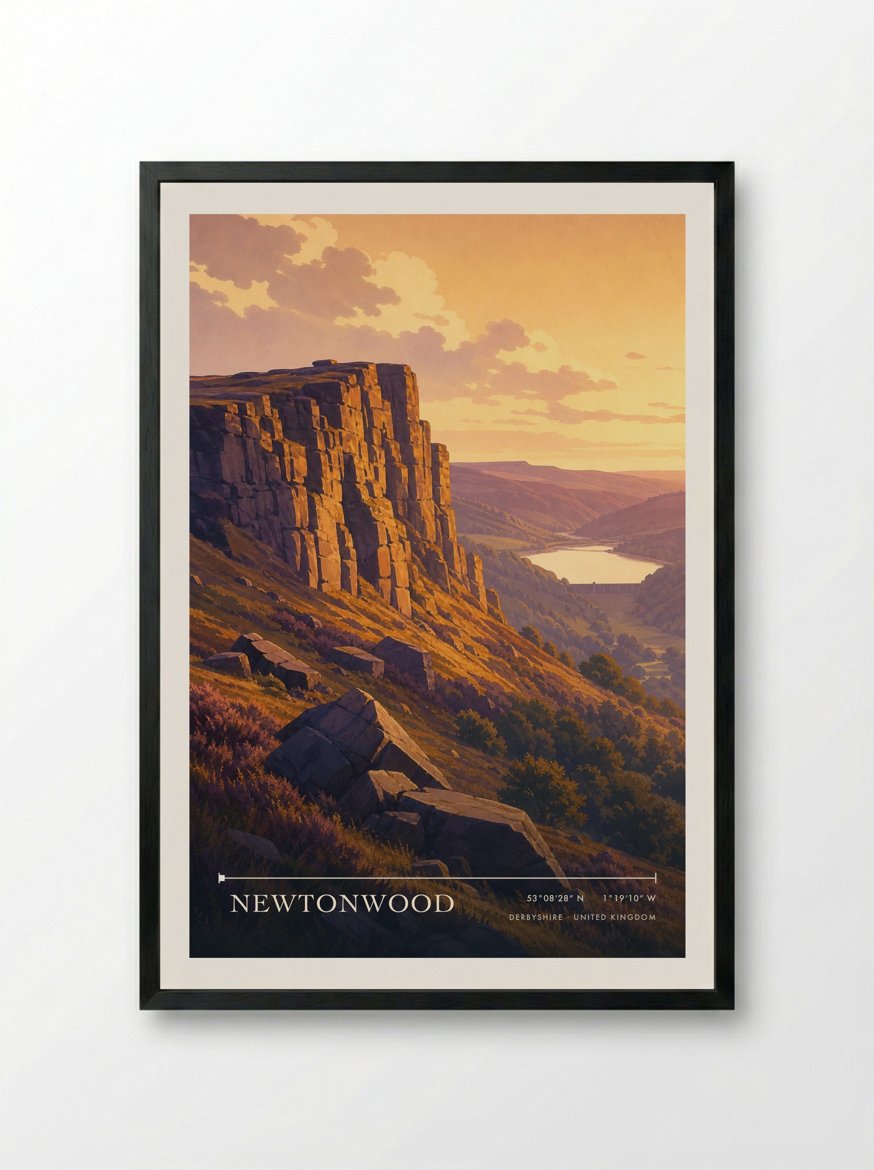 Newtonwood Derbyshire United Kingdom Travel Poster - Framed Print Black