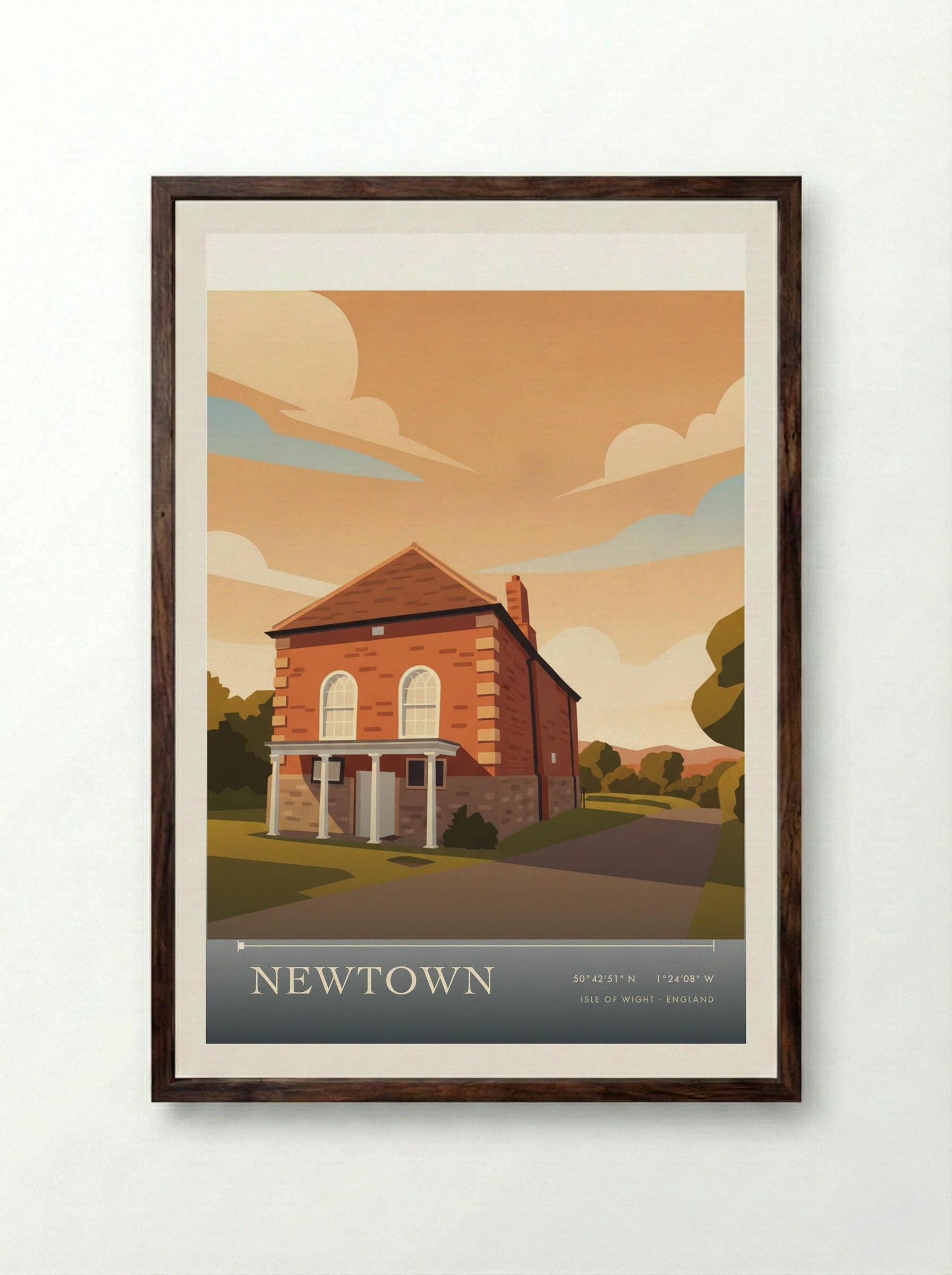 Newtown Isle of Wight England Travel Poster - Framed Print Dark Wood