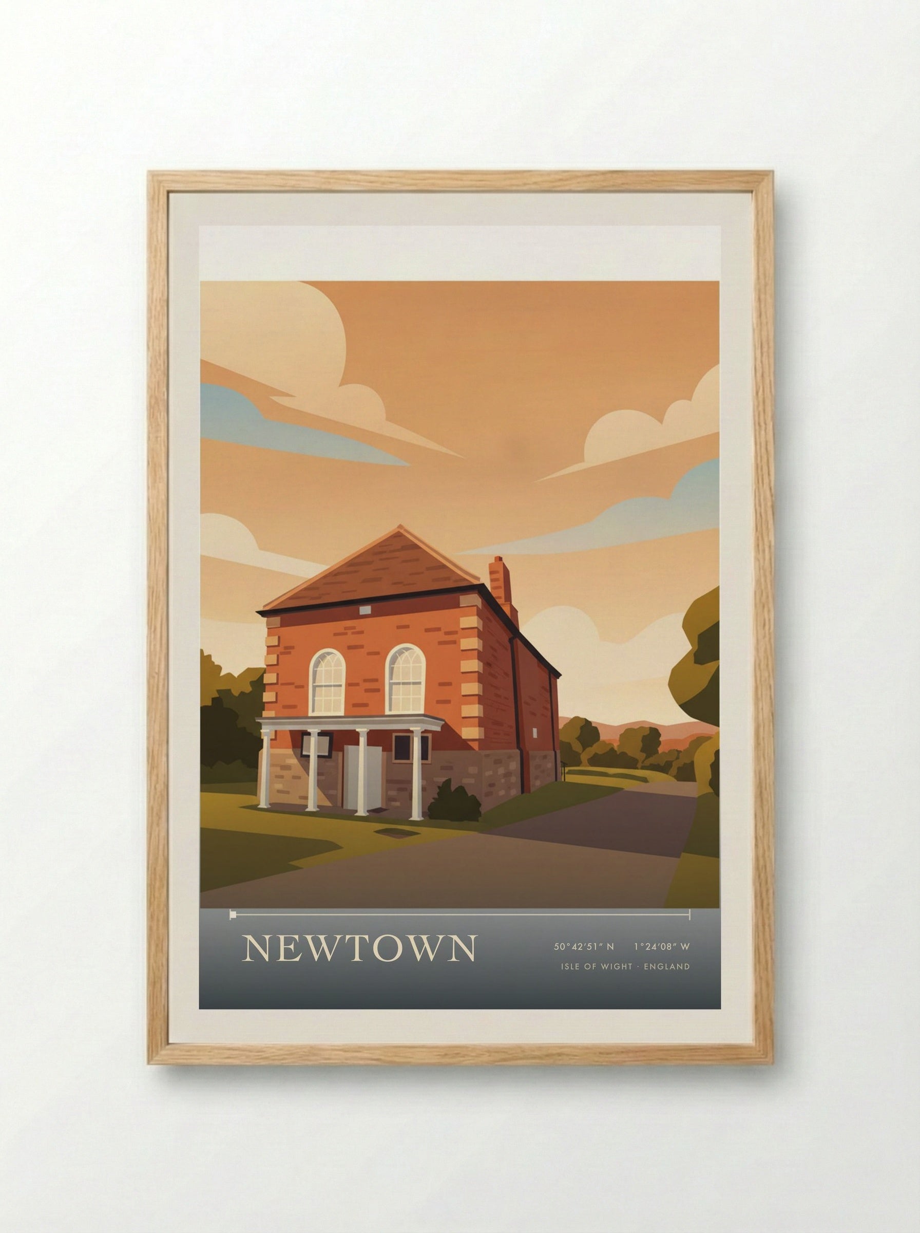 Newtown Isle of Wight England Travel Poster - Framed Print Wood