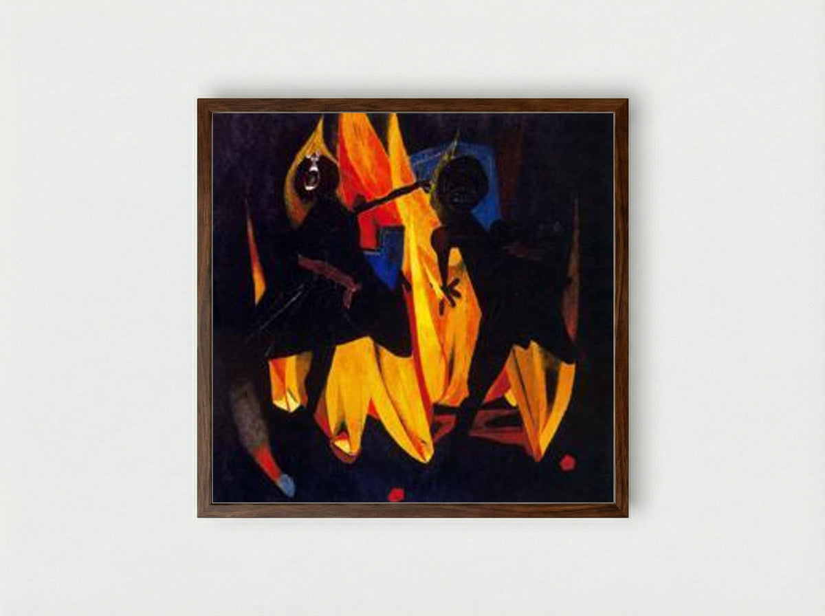 Niños jugando con fuego - Rufino Tamayo - Framed Print Dark Wood