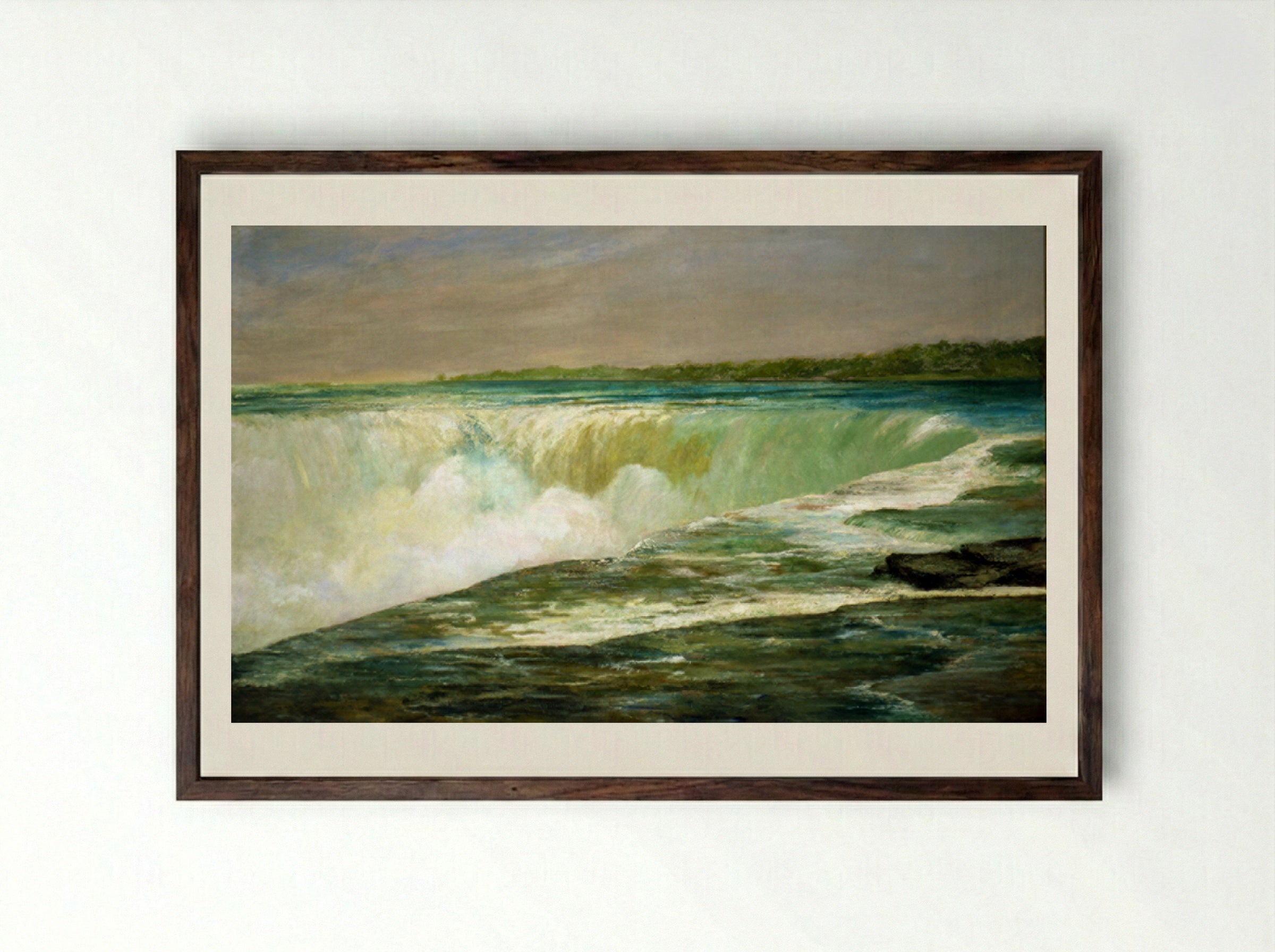 Niagara Falls (Horseshoe Falls) - William Morris Hunt - Framed Print Dark Wood