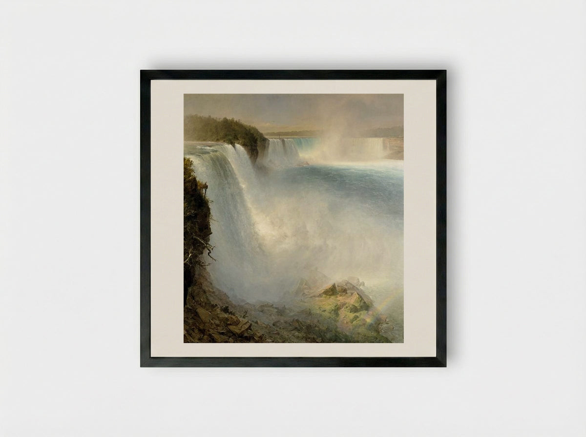 Niagara Falls, from the American Side - Frederic Edwin Church - Framed Print Black