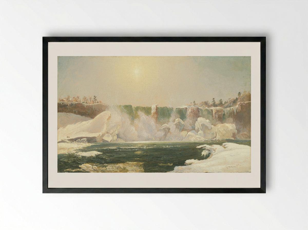 Niagara Falls in Winter - Jasper Francis Cropsey - Framed Print Black