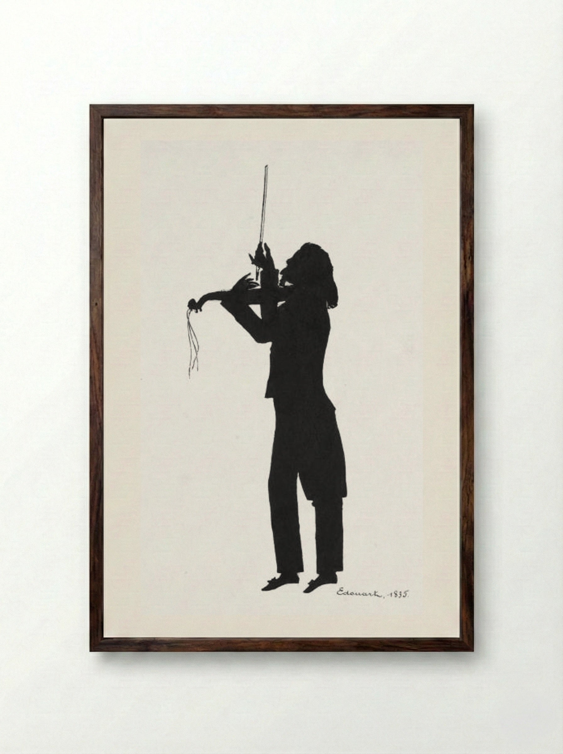 Niccolò Paganini - Auguste Edouart - Framed Print Dark Wood