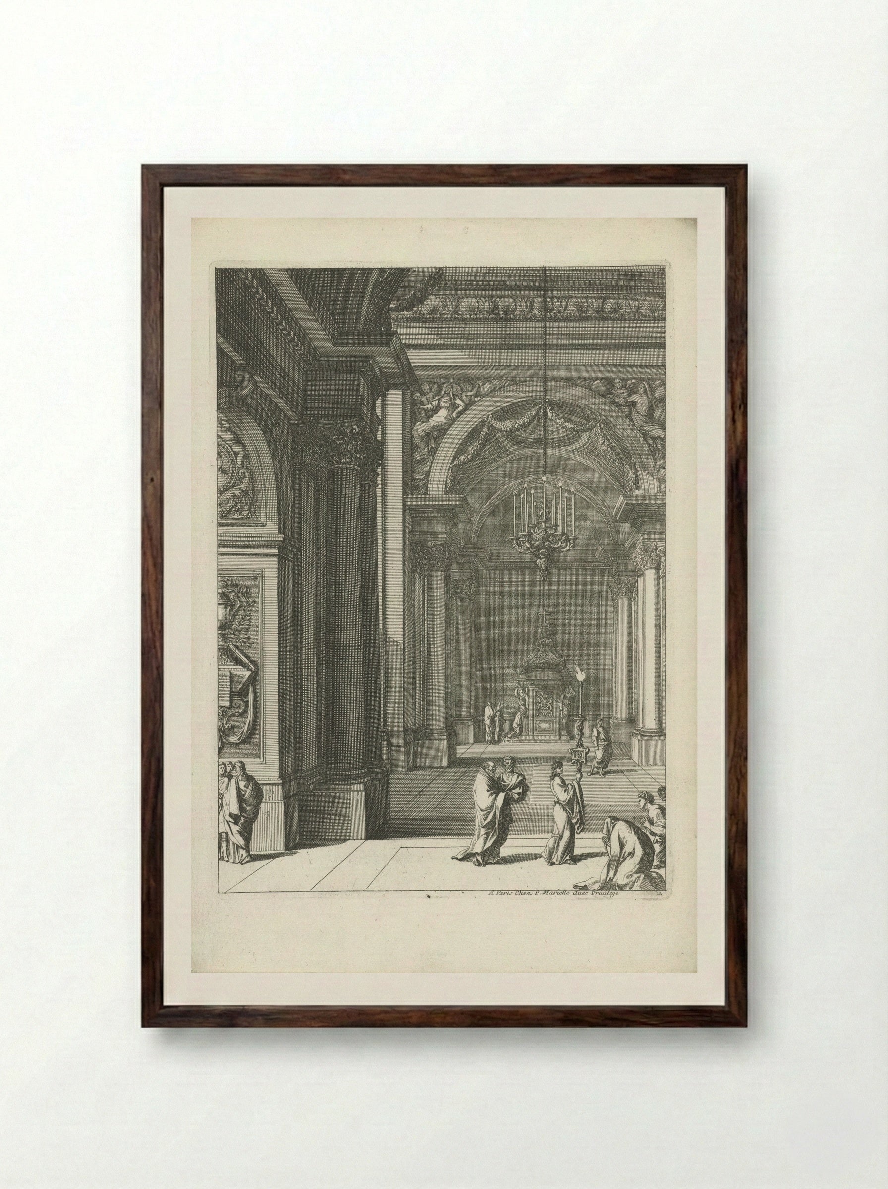 Niche in a Corridor - Jean Lepautre - Framed Print Dark Wood