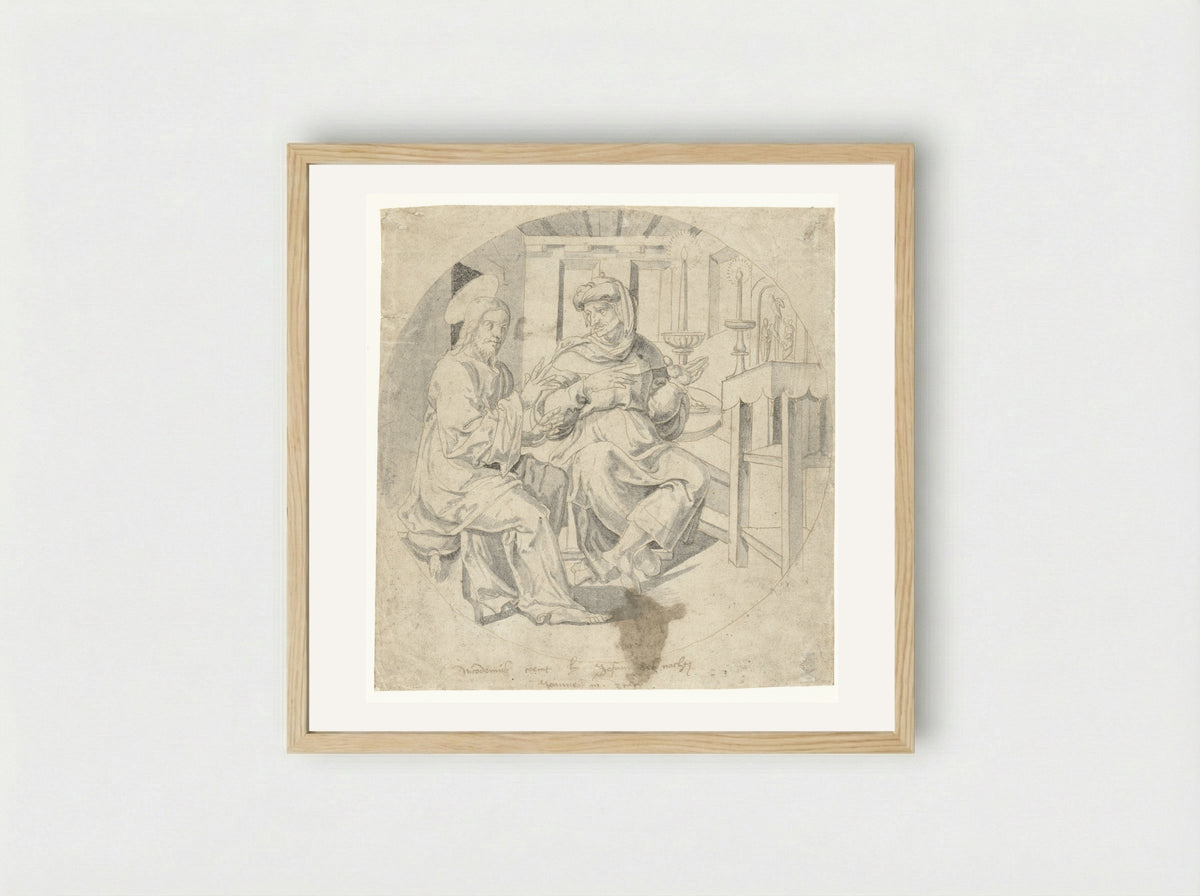 Nicodemus Visiting Christ - Monogrammist CM - Framed Print Wood