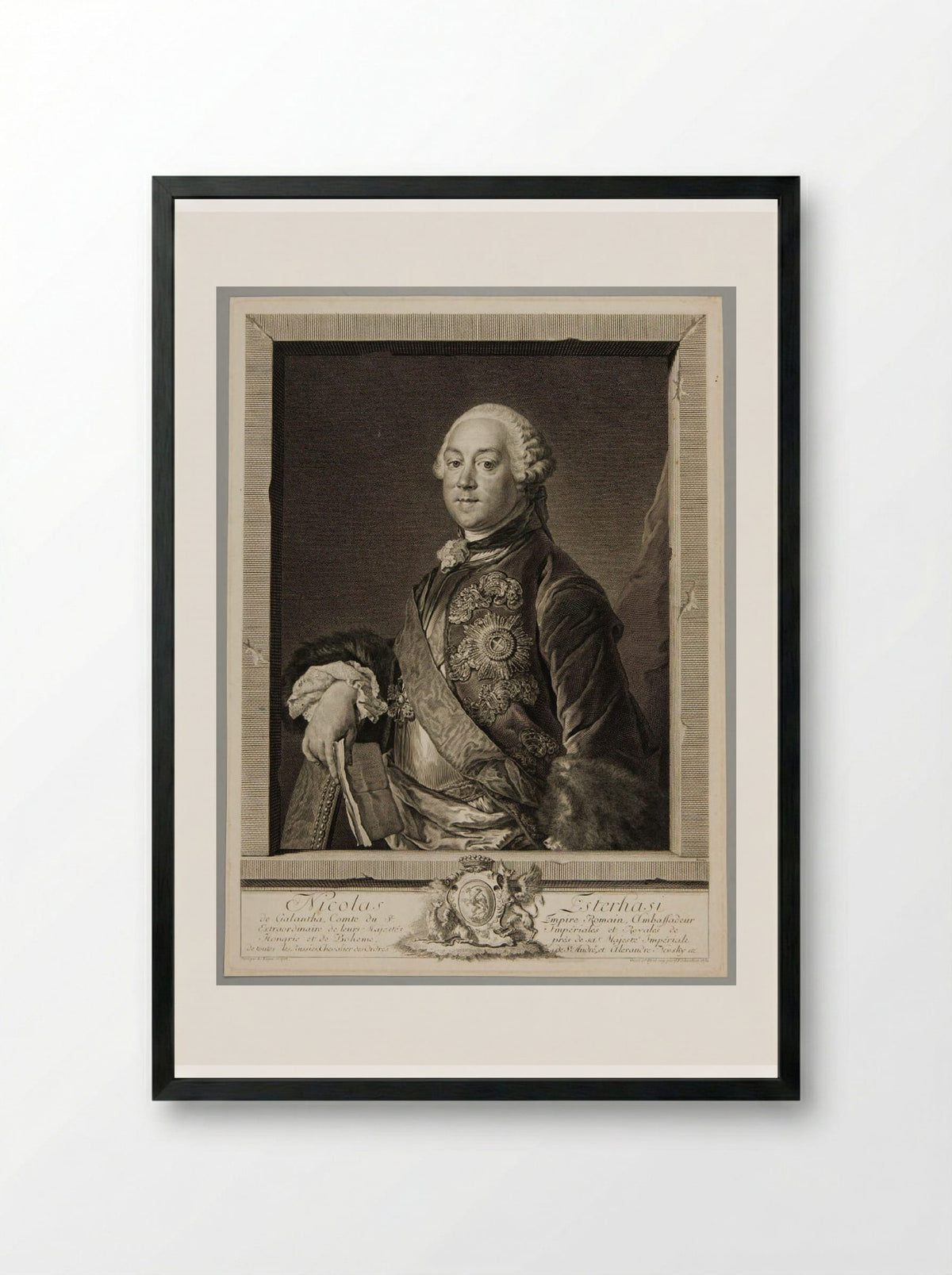 Nicolas Esterhazy de Galantha - Georg Friedrich Schmidt - Framed Print Black