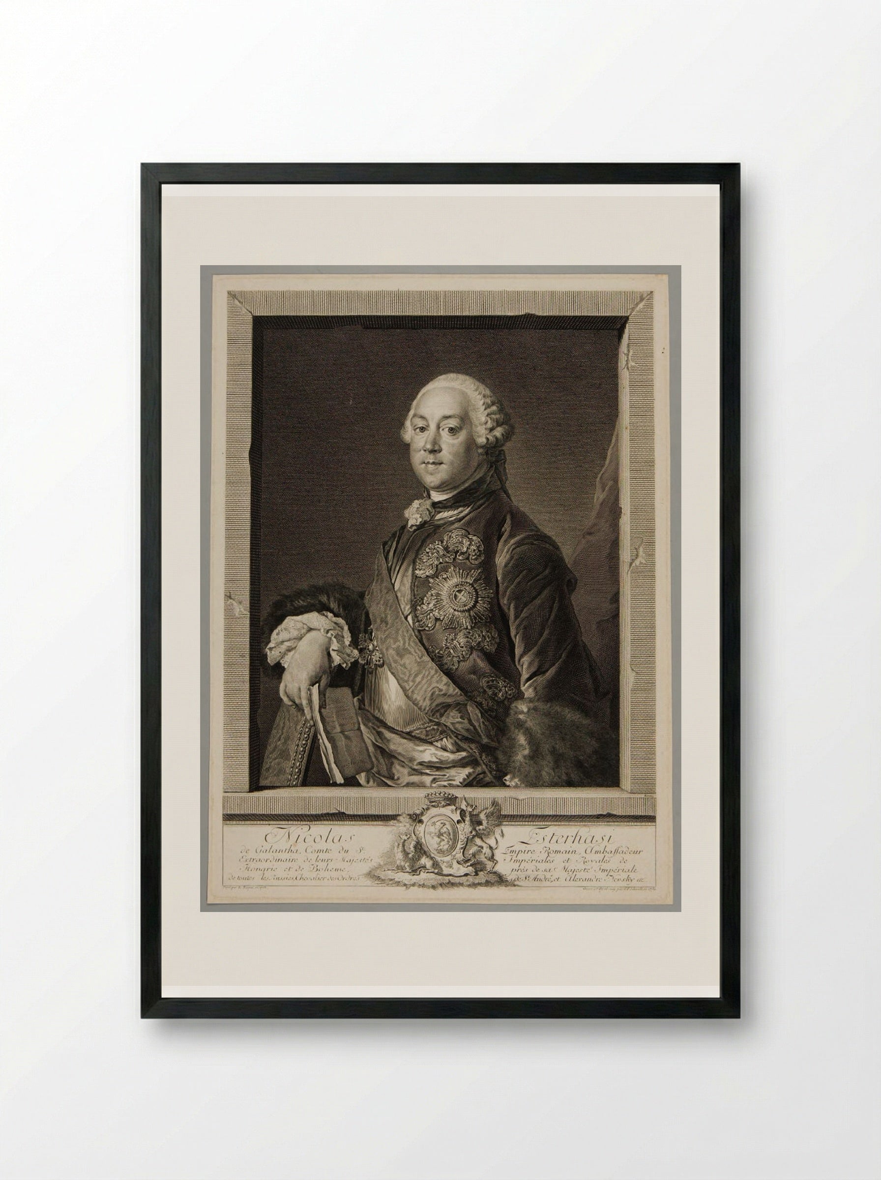 Nicolas Esterhazy de Galantha - Georg Friedrich Schmidt - Framed Print Black