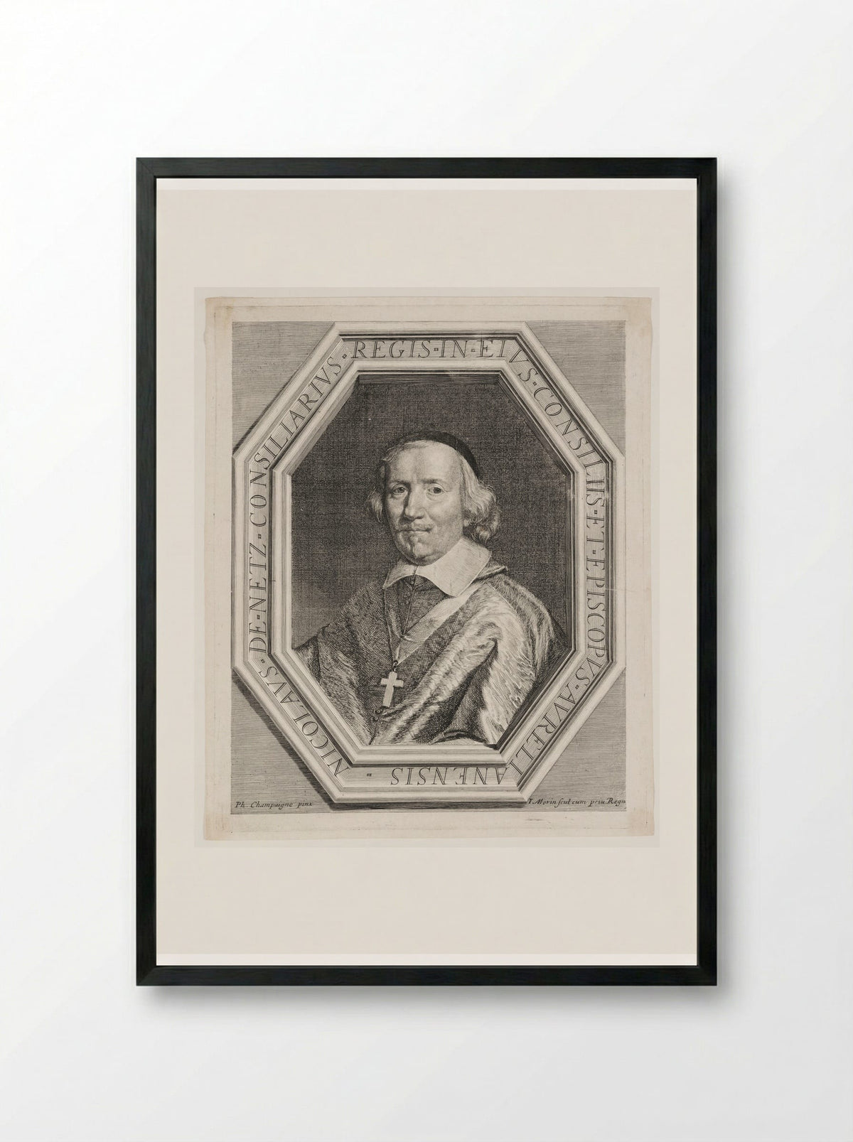 Nicolas de Netz, Bishop of Orleans - Jean Morin - Framed Print Black