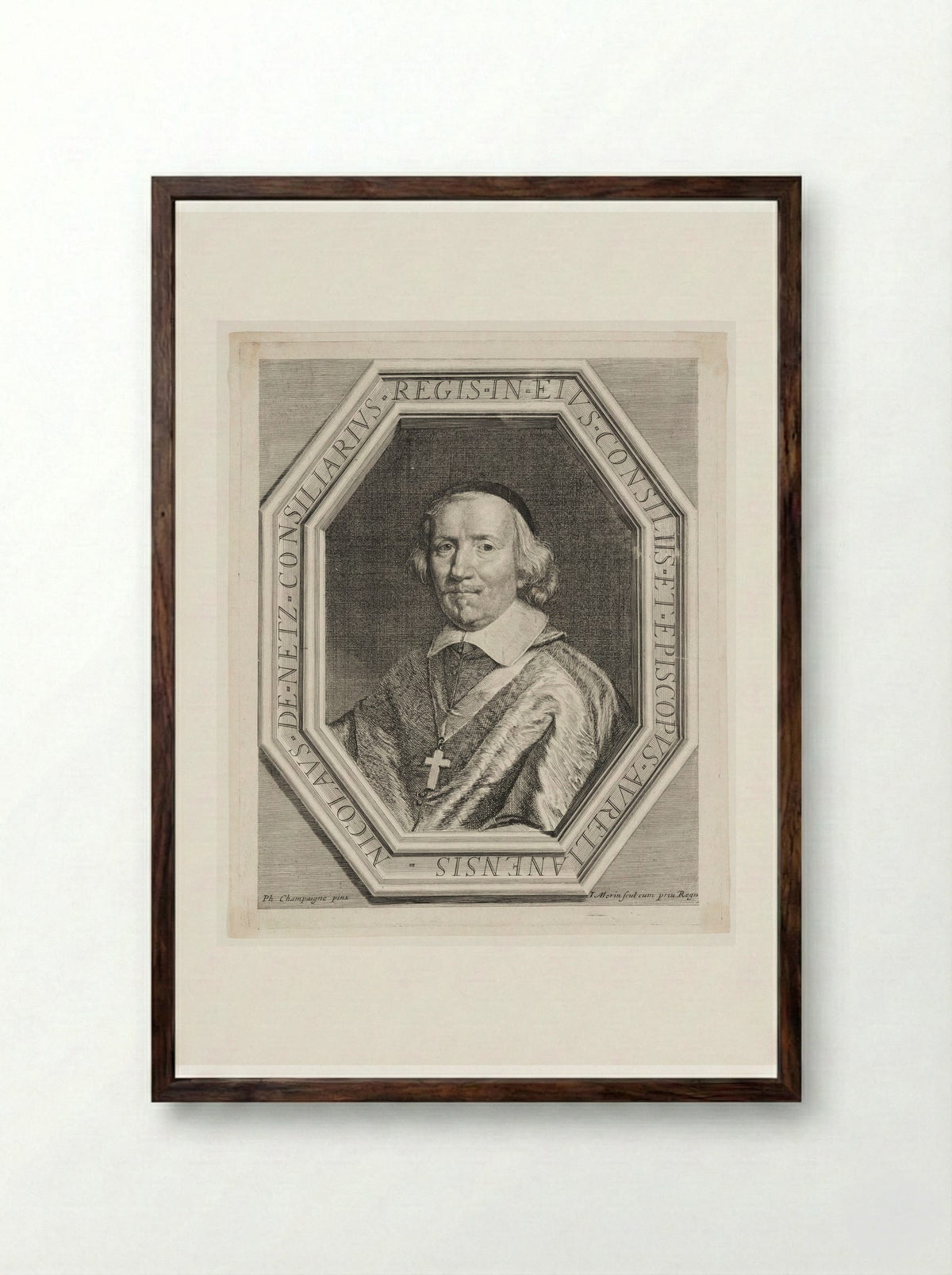 Nicolas de Netz, Bishop of Orleans - Jean Morin - Framed Print Dark Wood