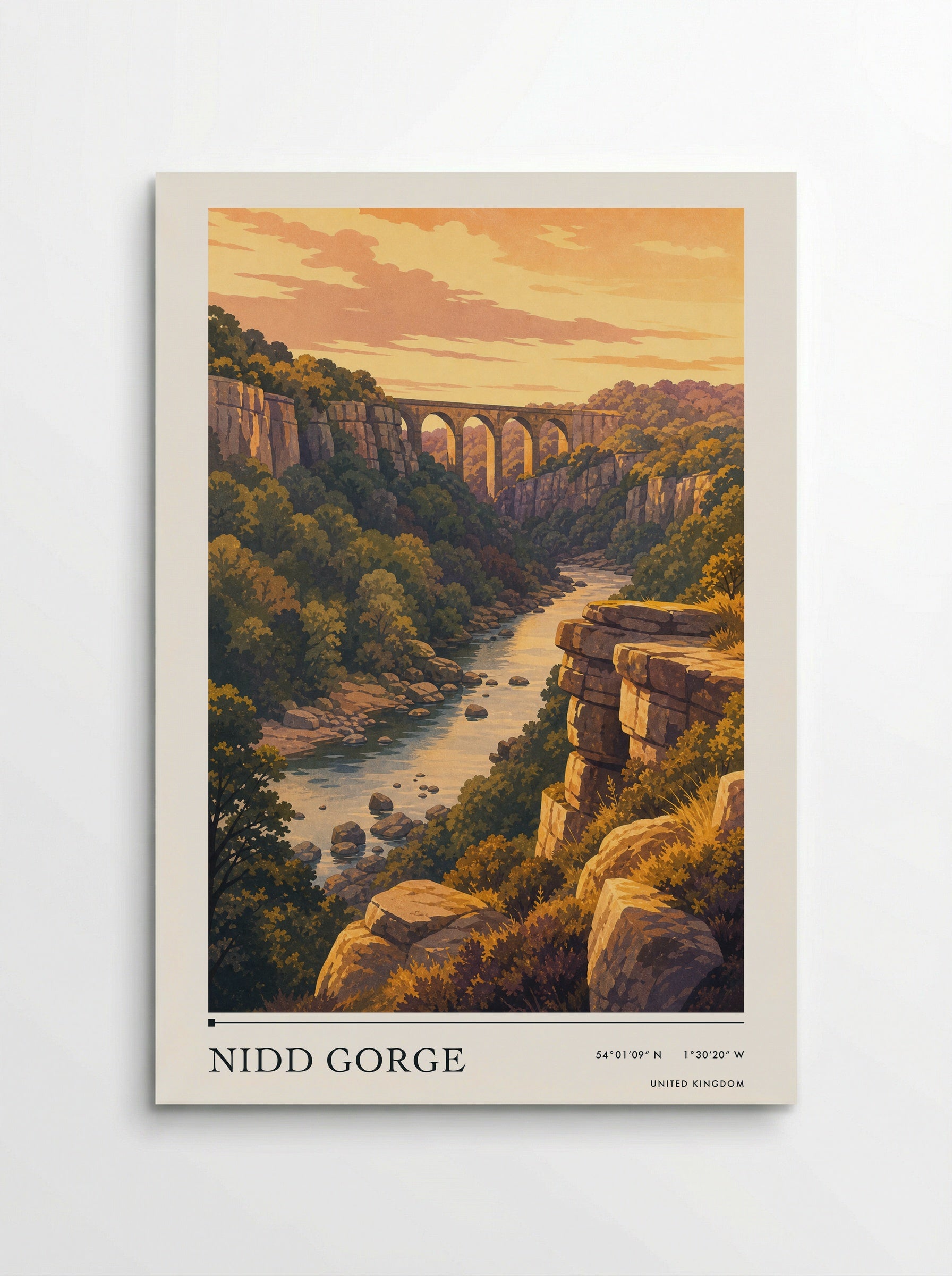 Nidd Gorge United Kingdom Travel Poster - Poster