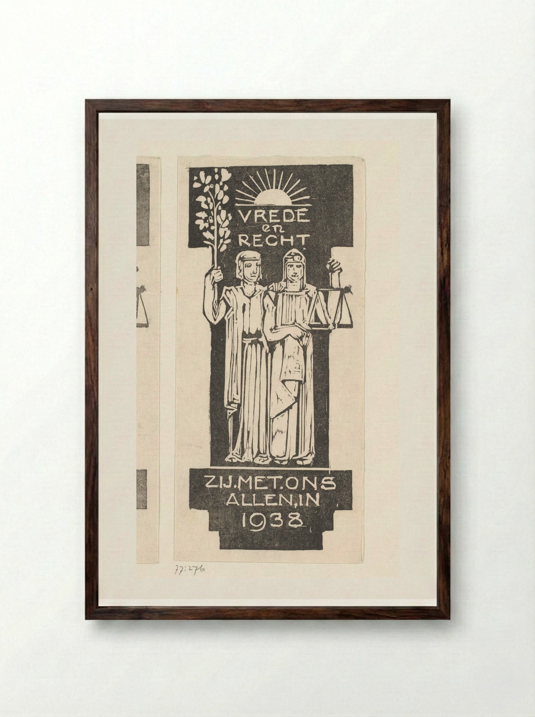 Nieuwjaarswens voor het jaar 1938 - Bernard Willem Wierink - Framed Print Dark Wood