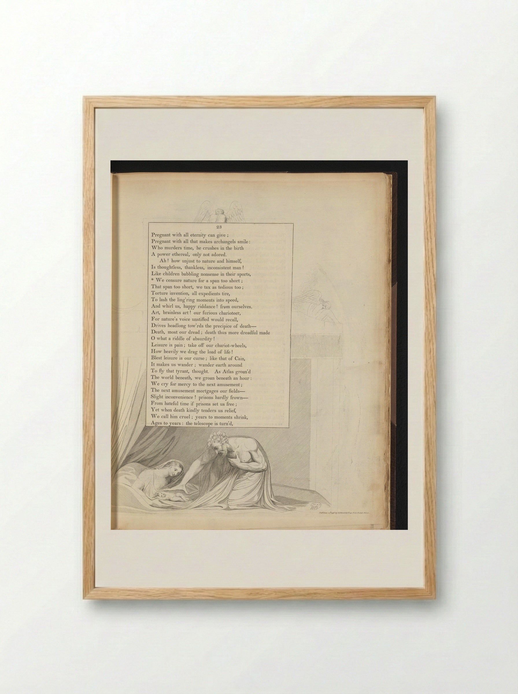 Night Thoughts, Page 23 - William Blake - Framed Print Wood