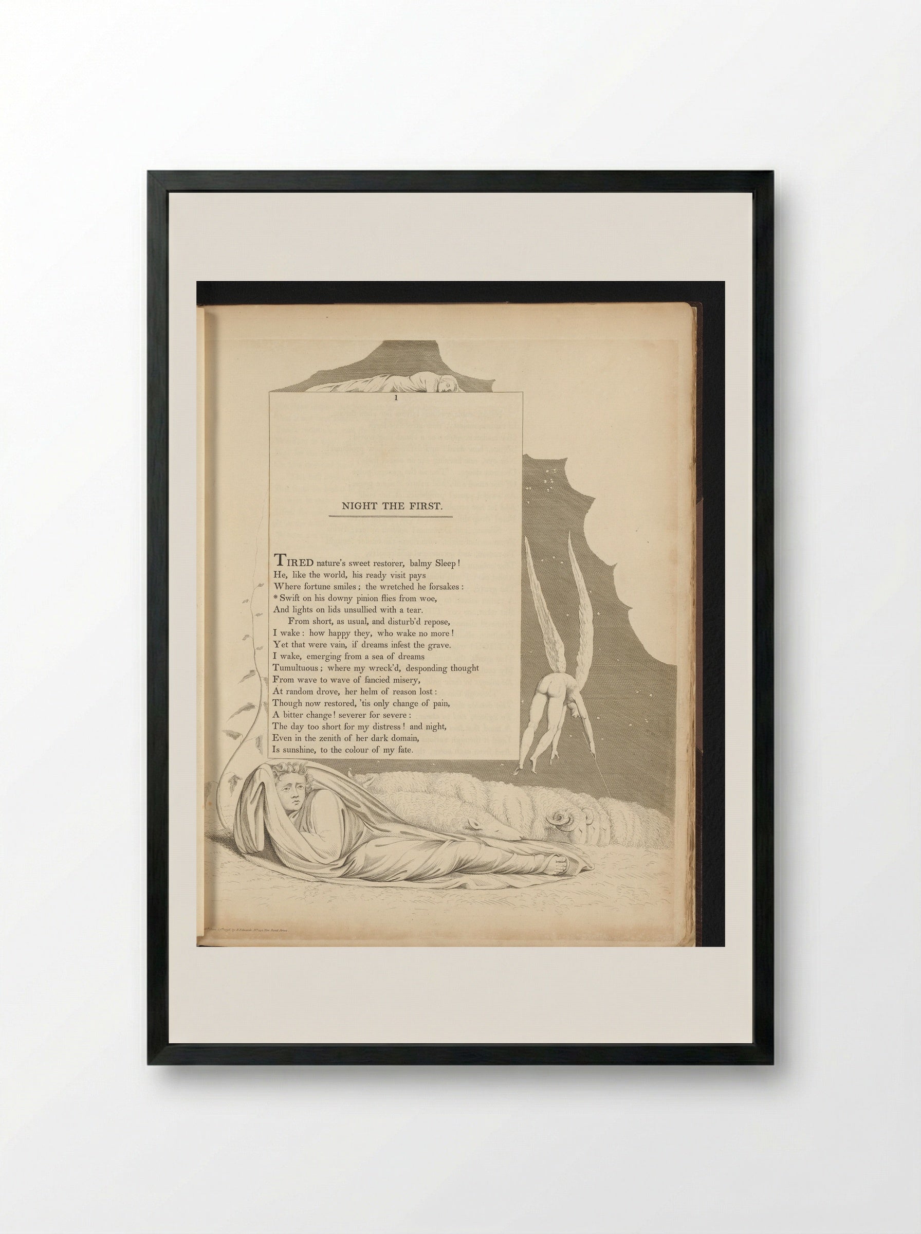 Night the First - William Blake - Framed Print Black