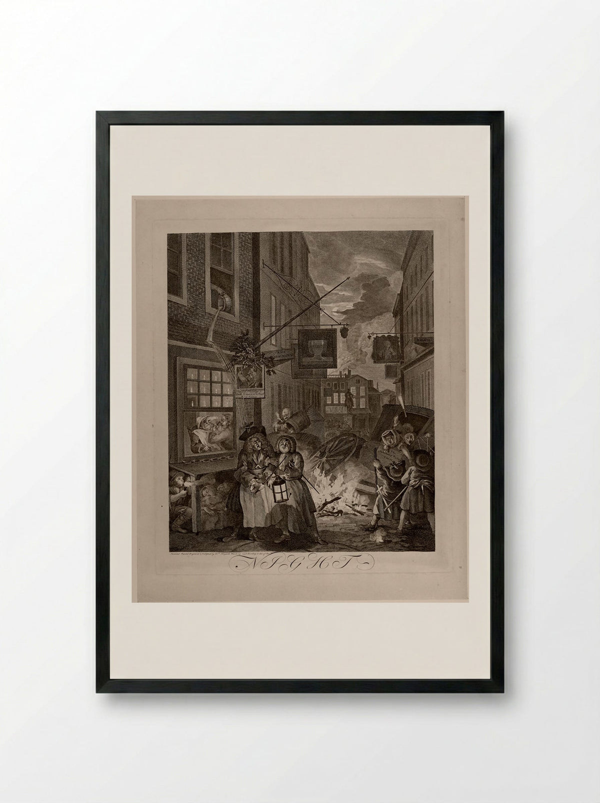 Night - William Hogarth - Framed Print Black
