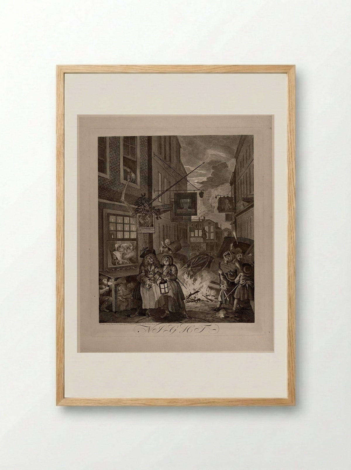 Night - William Hogarth - Framed Print Wood