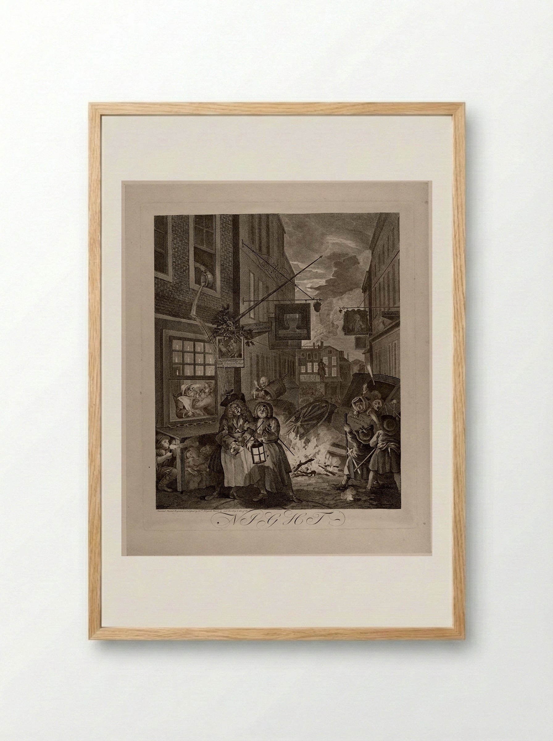 Night - William Hogarth - Framed Print Wood