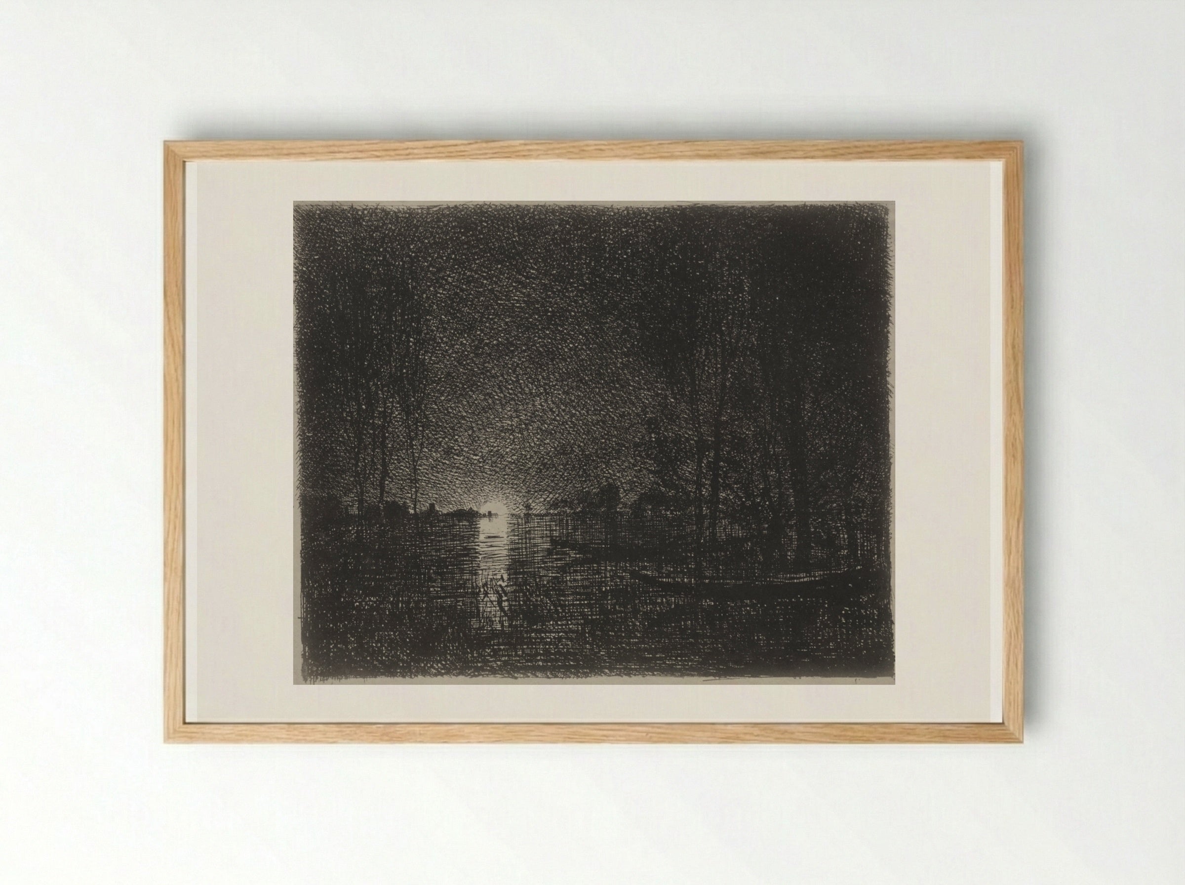 Nightpiece - Charles-François Daubigny - Framed Print Wood