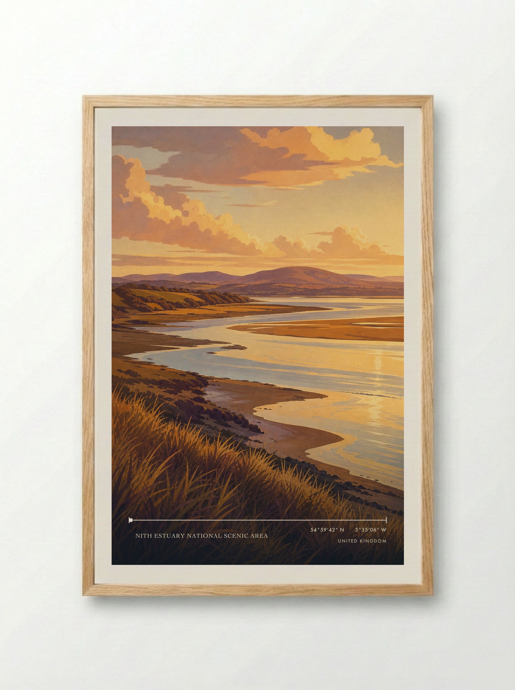 Nith Estuary National Scenic Area United Kingdom Travel Poster - Framed Print Wood