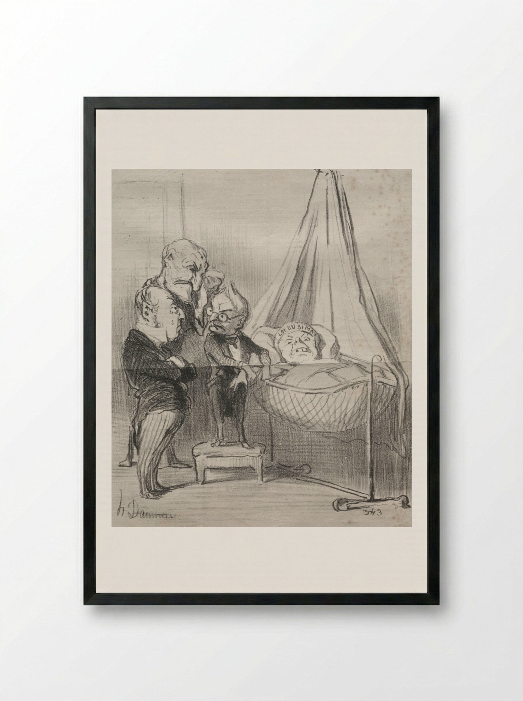 No doubt, she is very ill!... - Honoré Daumier - Framed Print Black
